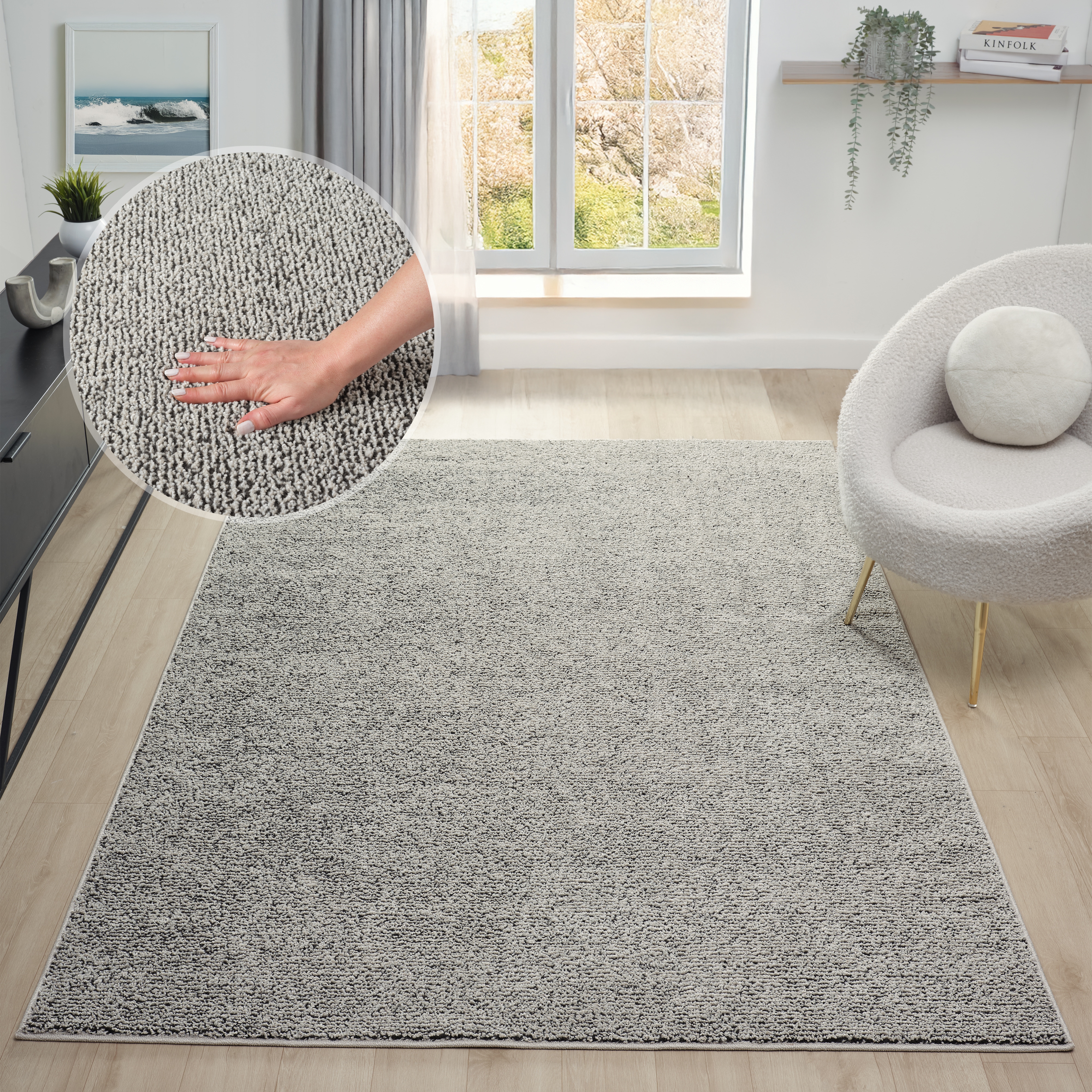 GOODproduct Teppich »Lisam« rechteckig 15 mm Höhe meliert, uni, Wohnzimmer, Schlafzimmer