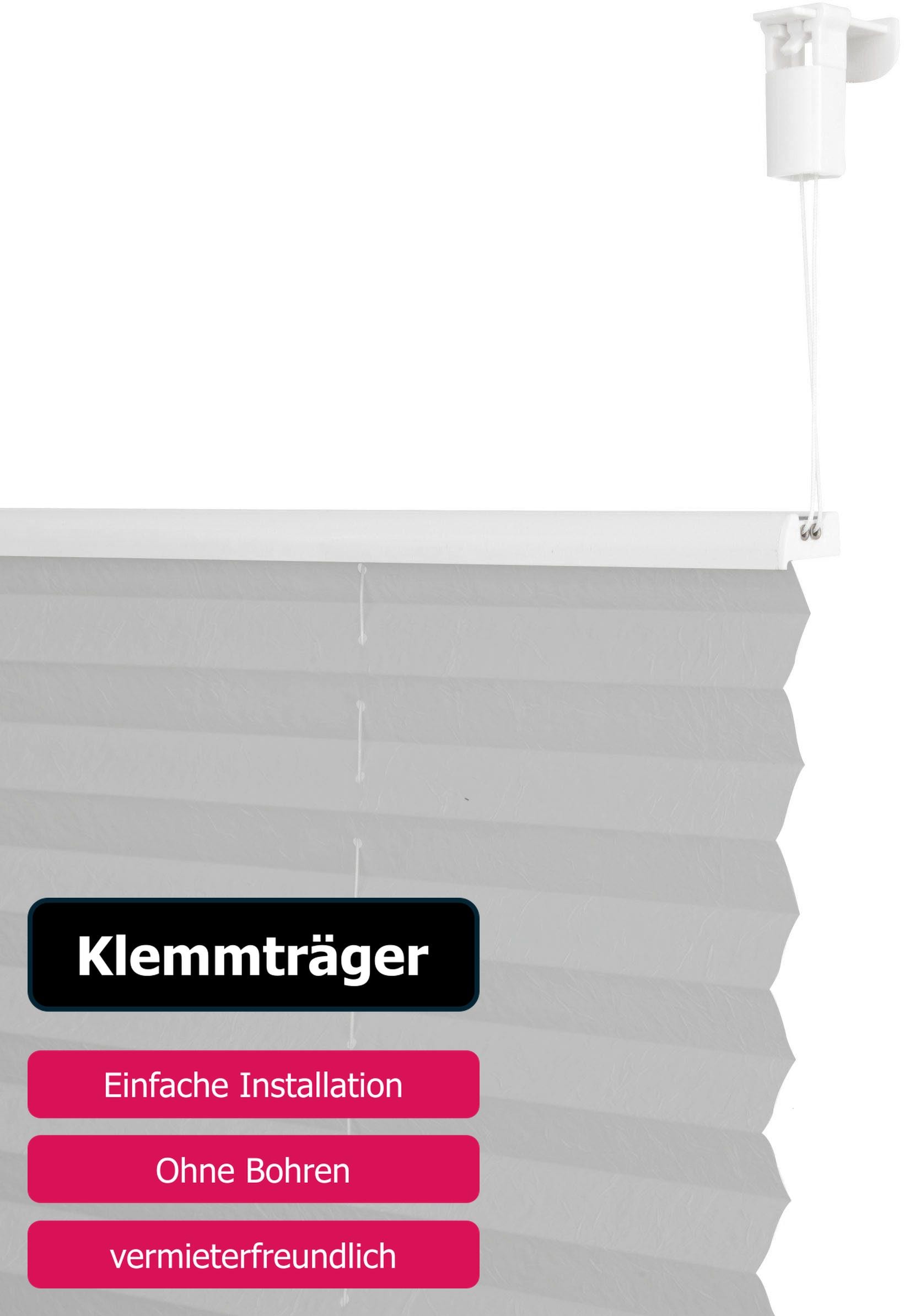 my home Plissee »DAHRA«, Lichtschutz, ohne Bohren, verspannt, im Fixmass, Crushed-Optik