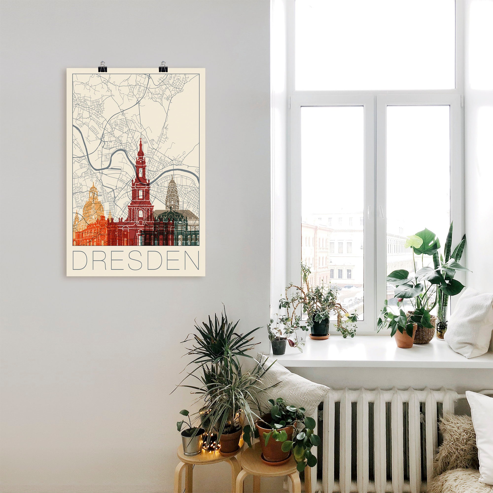 Artland Wandbild »Retro Karte Dresden«, Deutschland, (1 St.), als Alubild, Leinwandbild, Wandaufkleber oder Poster in versch. Grössen