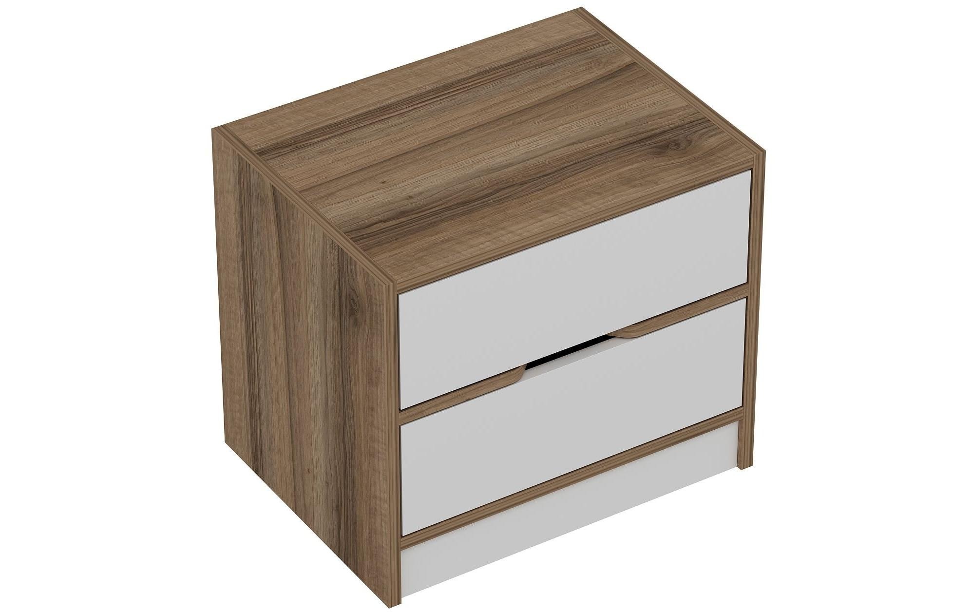 Nachttisch »Woody Fashion Elina 54 x 40 x 47 cm, Weiss/Braun«