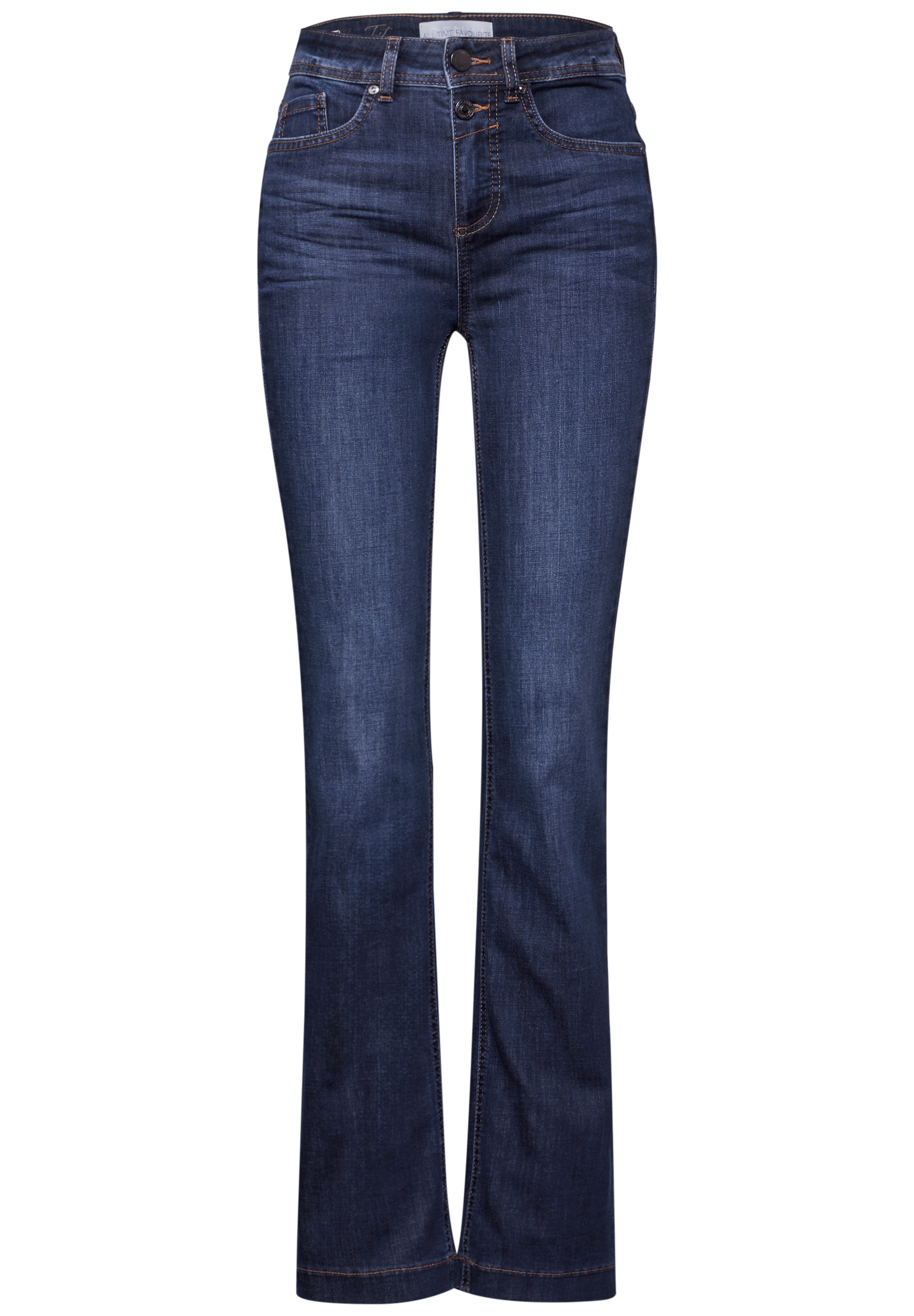 STREET ONE Bootcut-Jeans, mit Doppelknopf