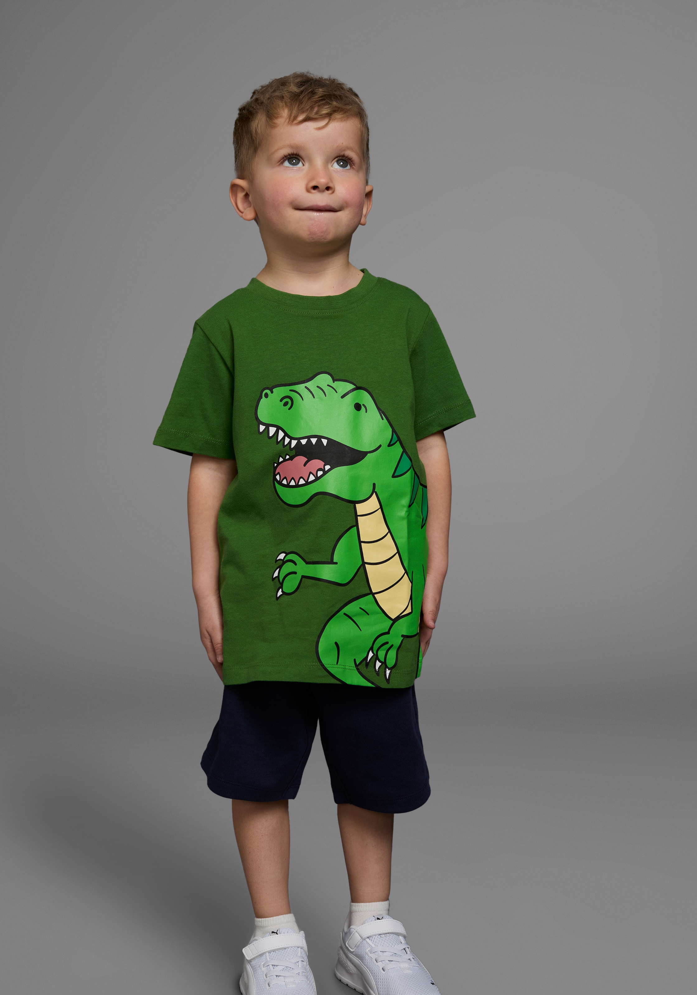 KIDSWORLD T-Shirt »DINOSAURIER«, Kurzarm, Basic-Passform, bedruckt, Rundhalsausschnitt