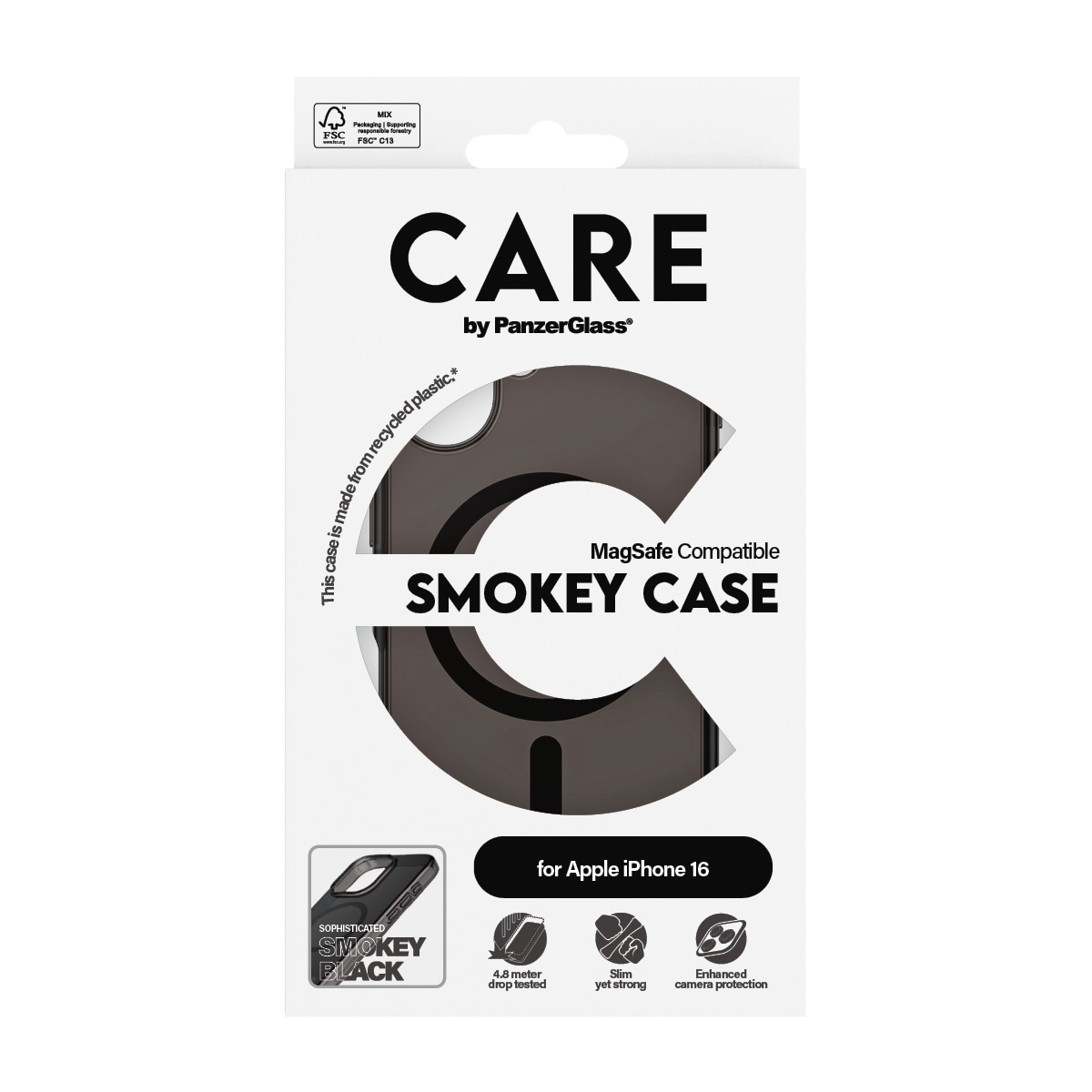 CARE by PanzerGlass Handyhülle »Smokey Case für Apple iPhone 16«, Backcover, Schutzhülle, Handyschutzhülle, Case, Schutzcase, stossfest