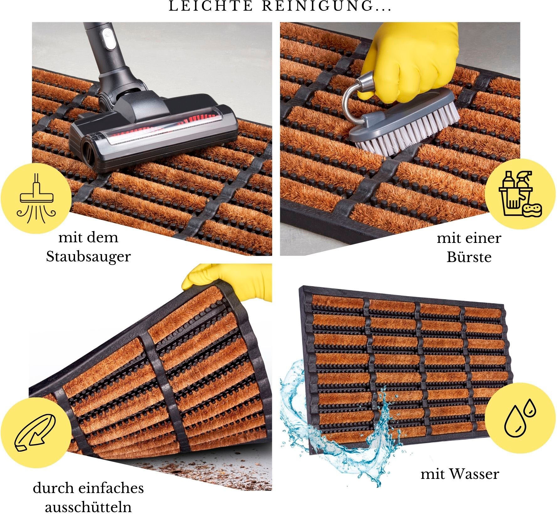 HANSE Home Fussmatte »Schmutzfangmatte Brushes Mat, Türmatte«, rechteckig, 25 mm Höhe, Kokos, Gummi, Schmutzfangmatte, Outdoor, Rutschfest, Innen, Kokosmatte