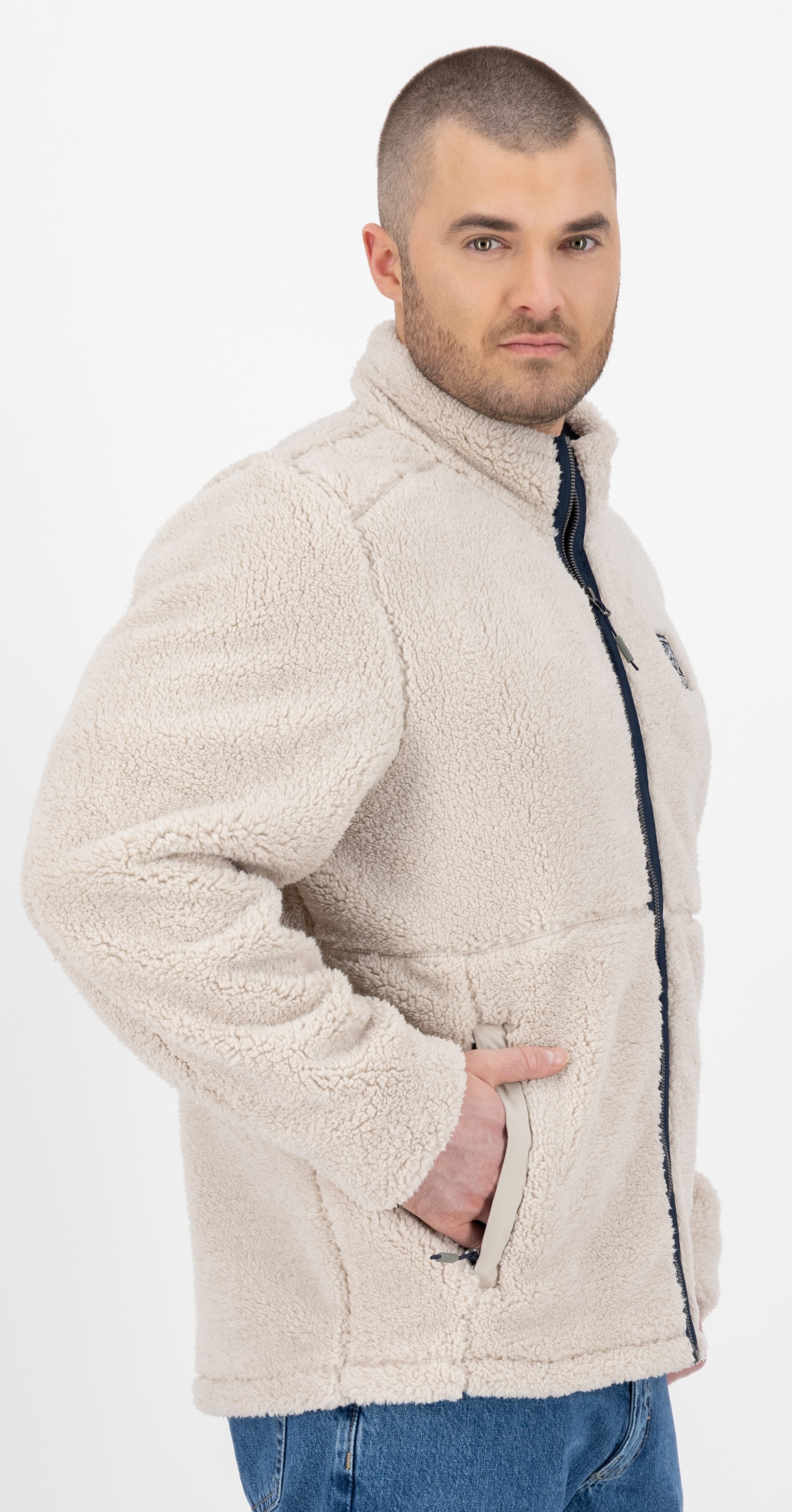 LPO Fleecejacke »REECE MN«, Stehkragen, mit Langhaarfleece gefüttert