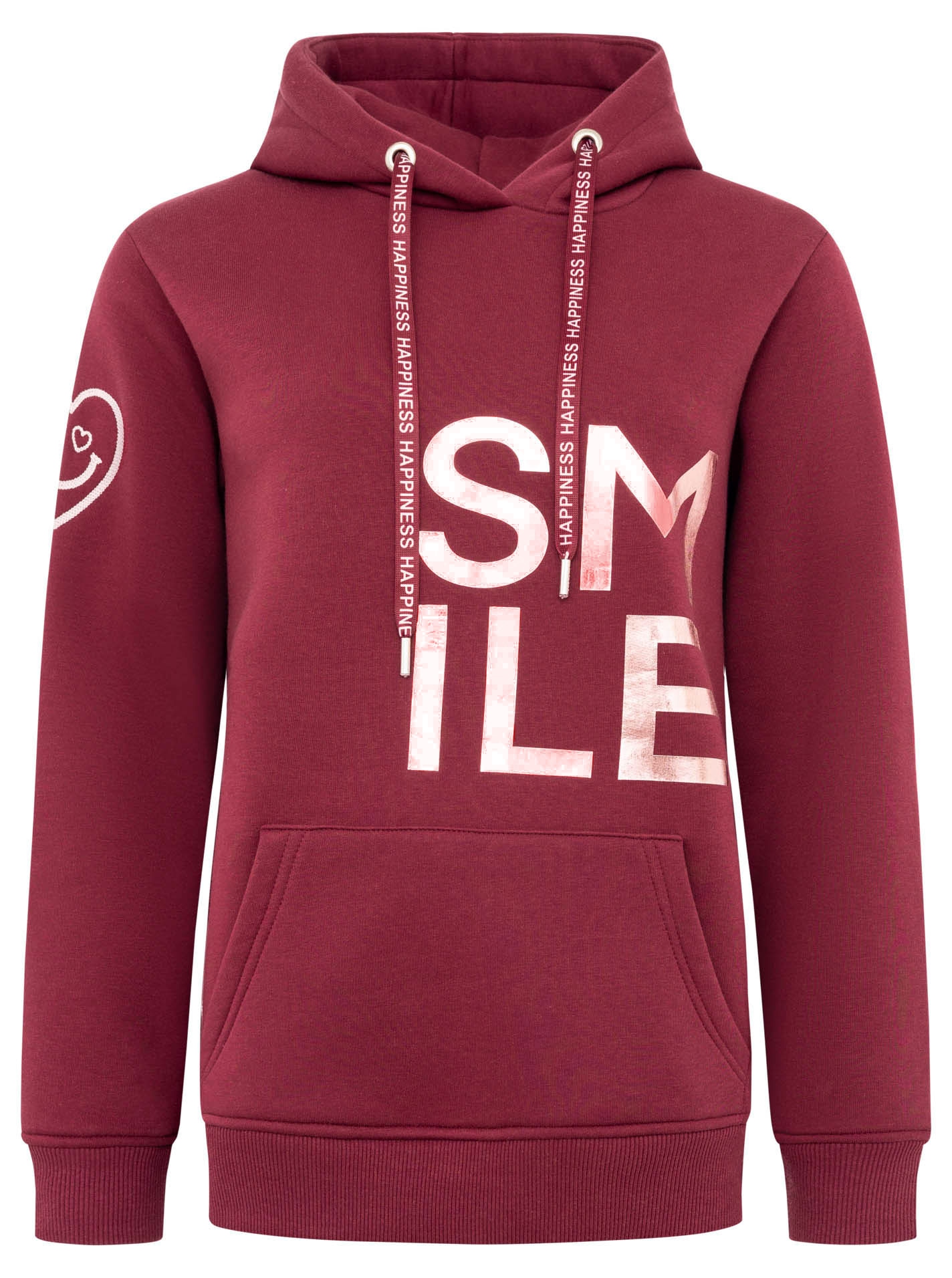Zwillingsherz Hoodie »"Alissa Shiny"«, mit glänzendem SMILE Print vorne und hinten, gesticktem Herz am Arm