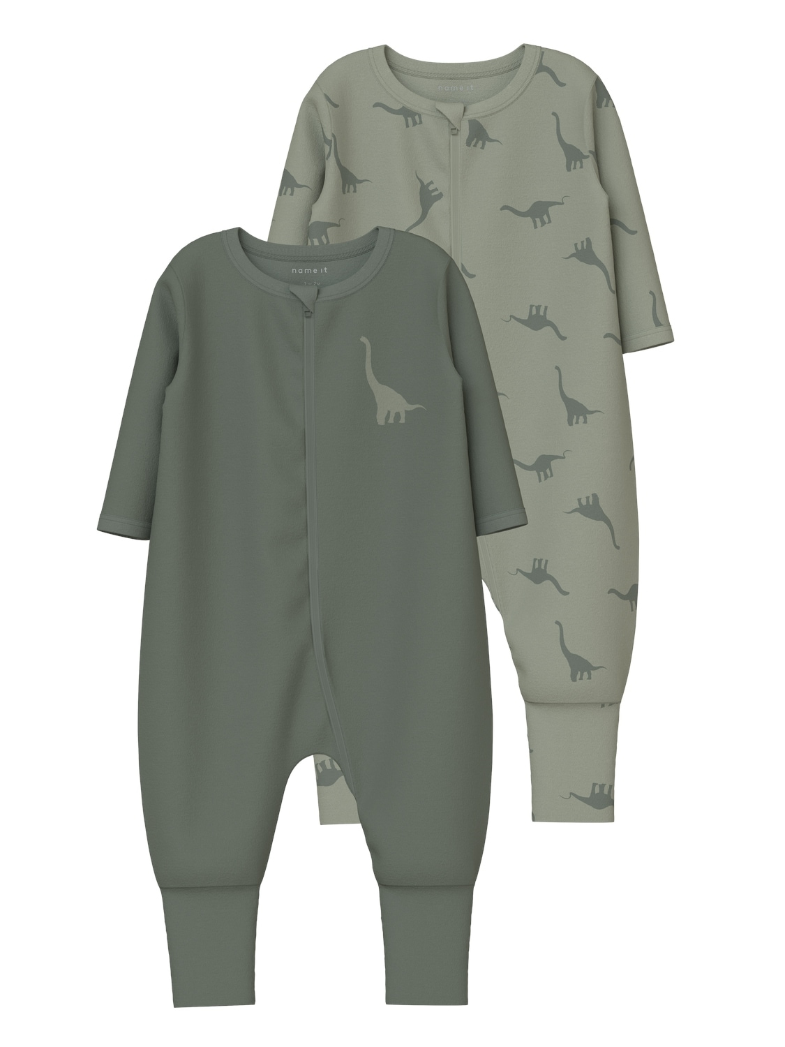 Name It Schlafanzug »NBMNIGHTSUIT 2P ZIP FF GREEN DINO NOOS«, (Packung, 2 tlg.)