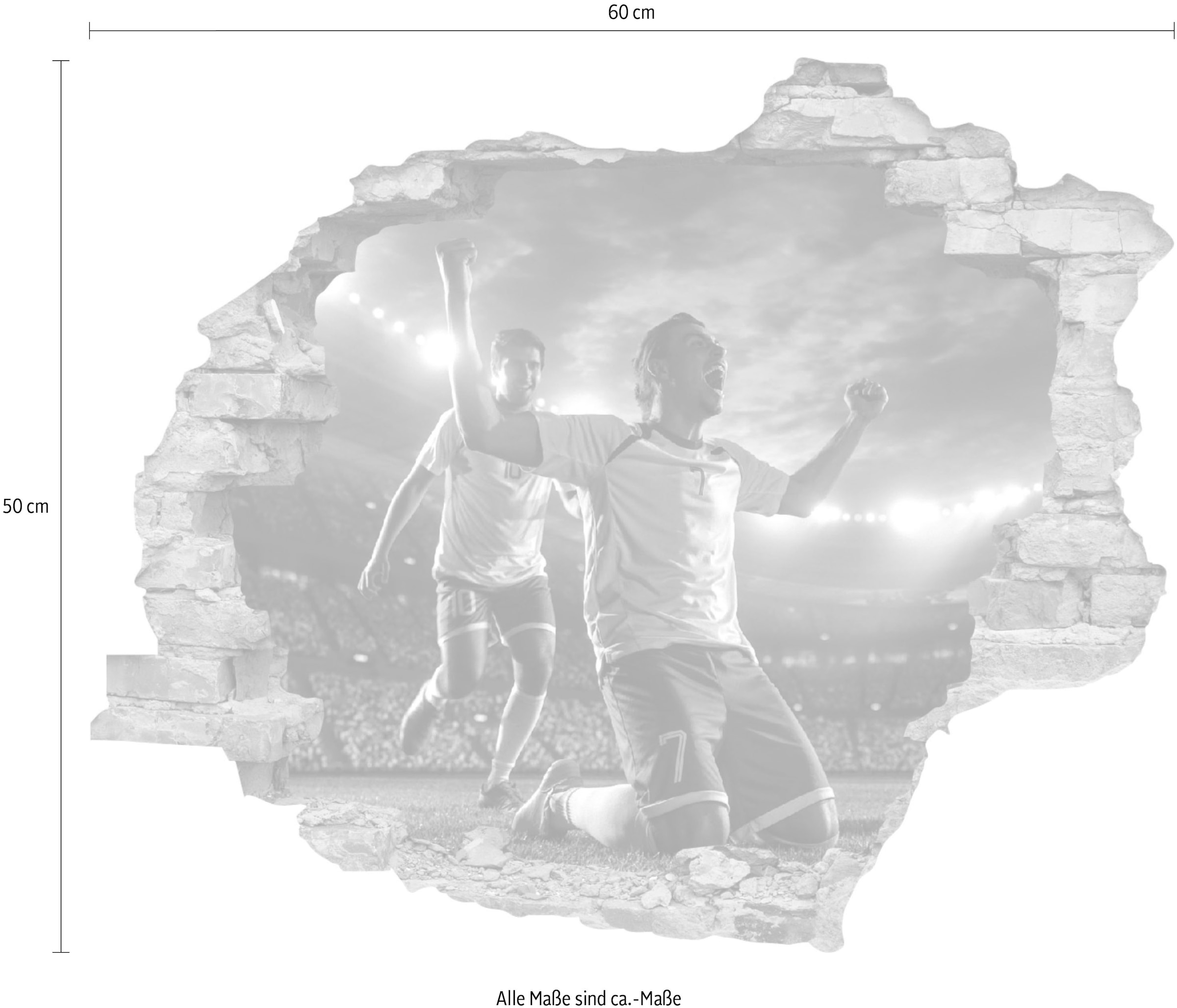 queence Wandtattoo »Fussball Jubel«, (1 St.), Wandsticker, Wandbild, selbstklebend, 3D, Wanddurchbruch