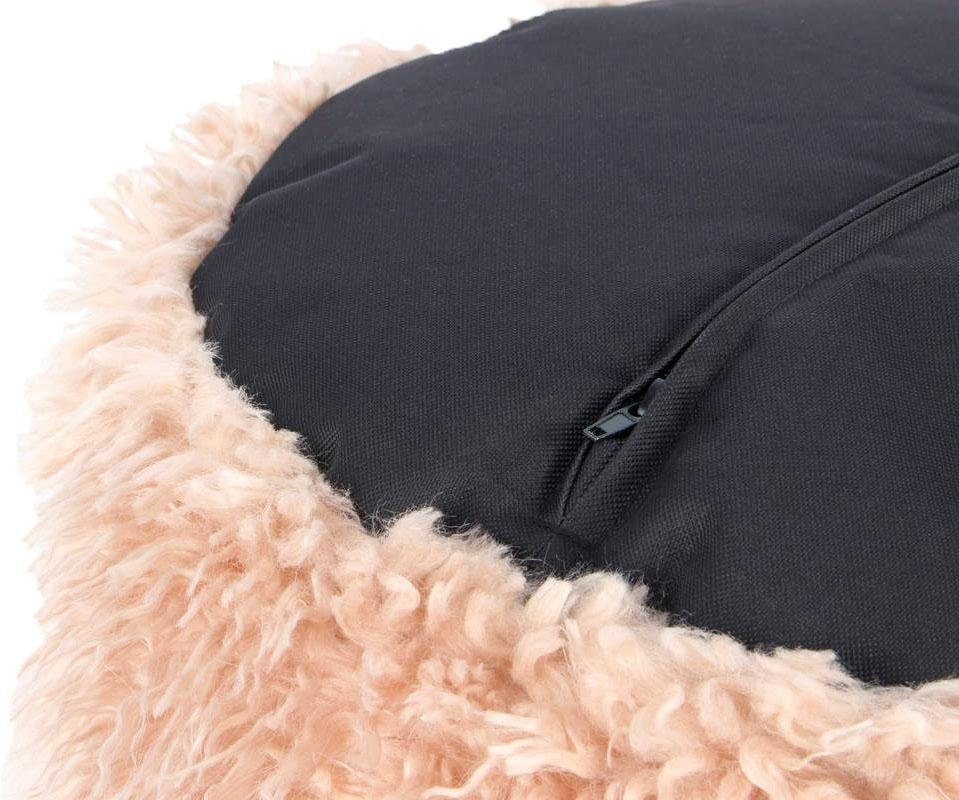 Kayoom Pouf »Fellpouf Bobtail 125, Fellhocker in zweifarbigem Design«, (1 St.), modern, dekorativ, kindersicherer Reissverschluss an der Unterseite