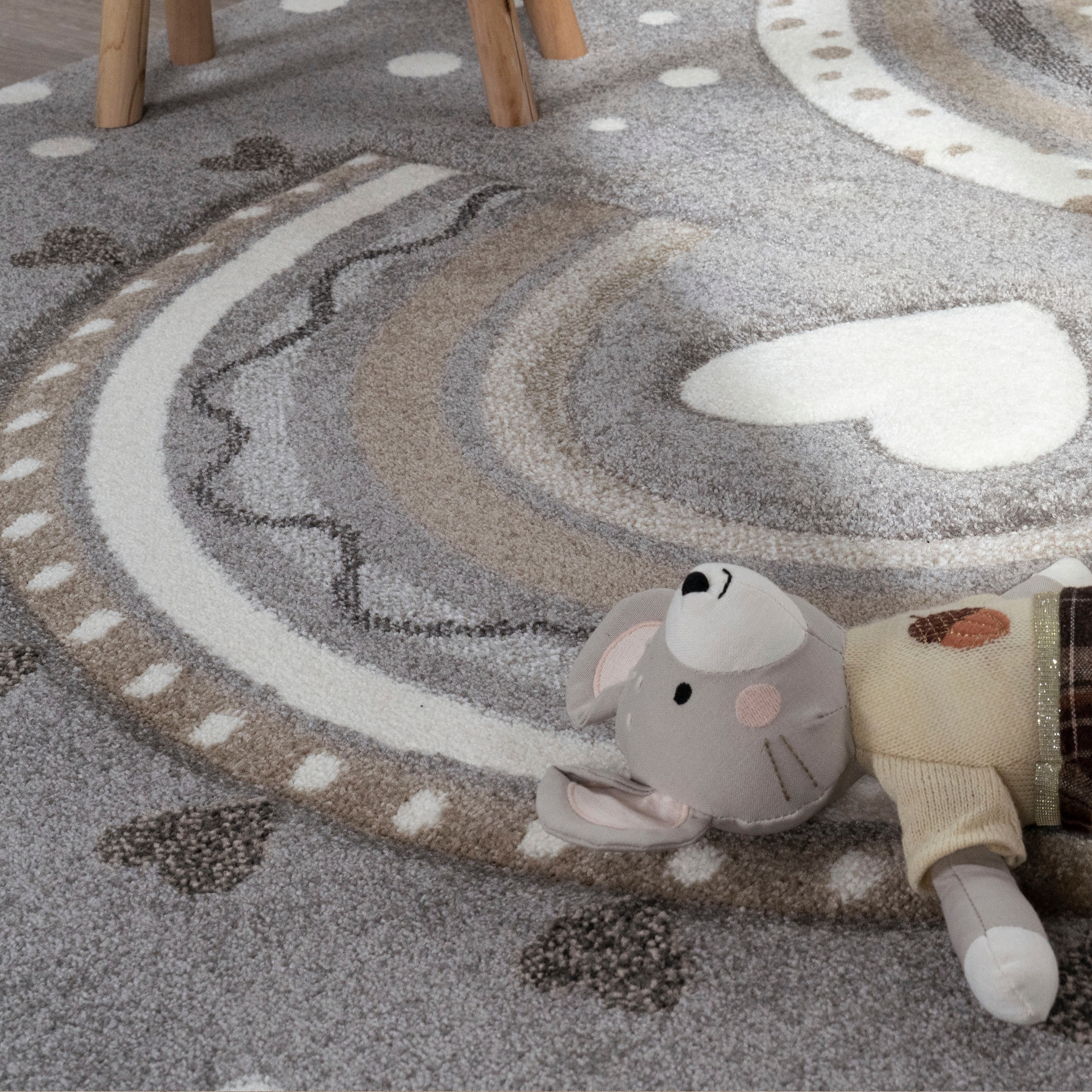 Paco Home Kinderteppich »Cosmo 964«, rechteckig, 16 mm Höhe, Spielteppich, Kurzflor 3D-Effekt, gepunktet, Motiv Regenbogen