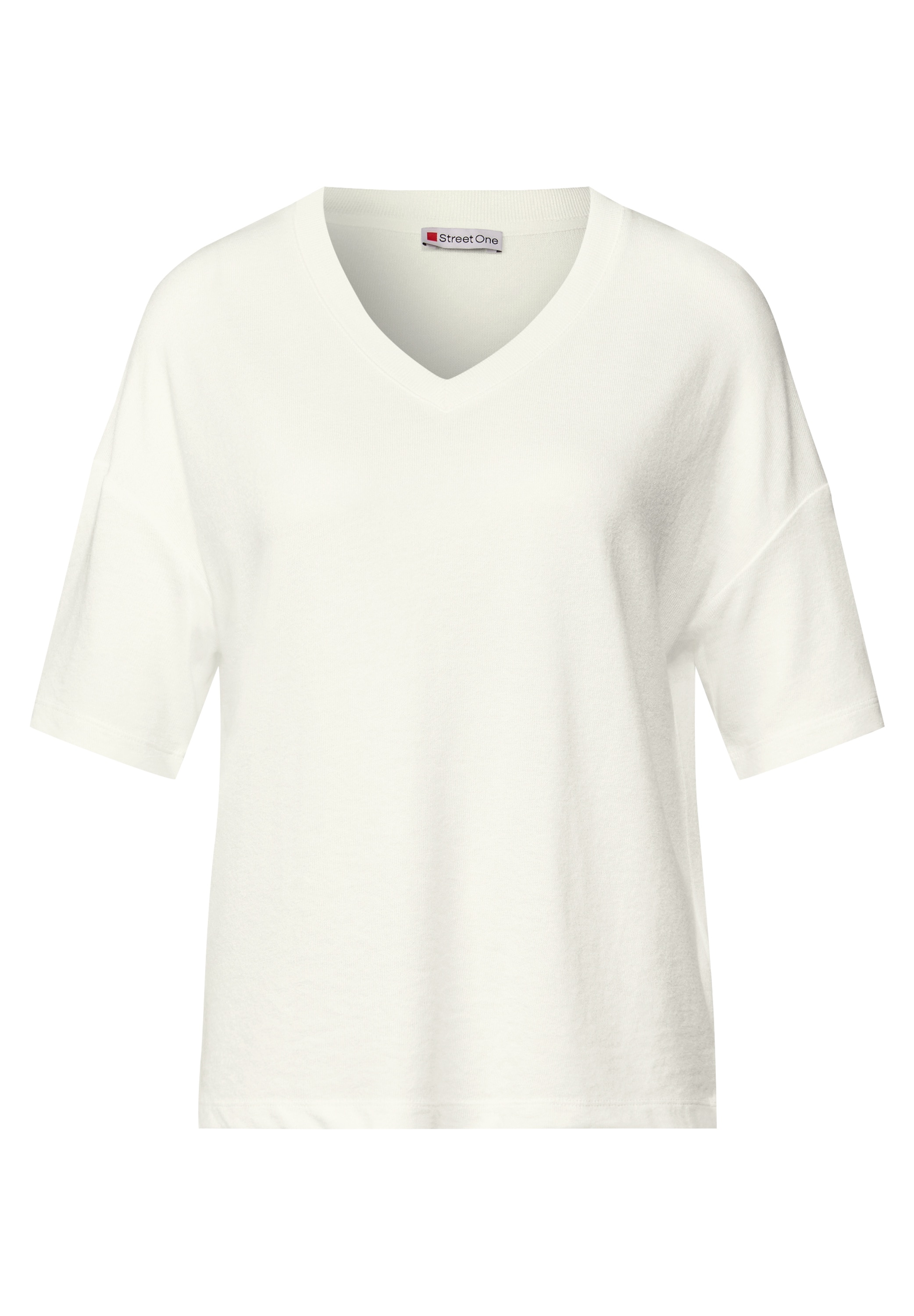 STREET ONE T-Shirt, mit V-Ausschnitt und im Strick-Look