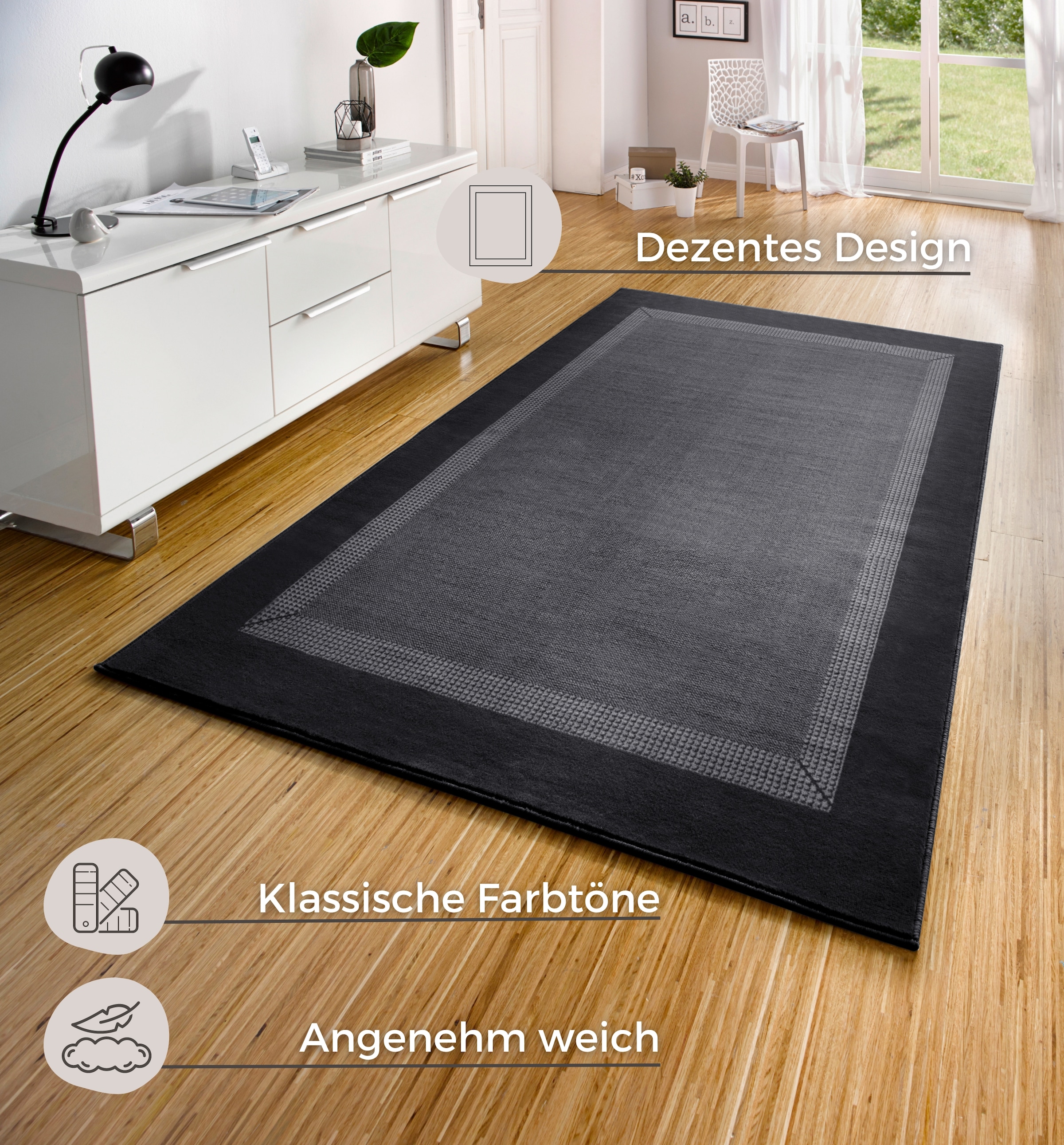 HANSE Home Teppich »Band«, rechteckig, 9 mm Höhe, Kurzflor, weich, Läufer Grössen, Wohnzimmer, Schlafzimmer, Esszimmer