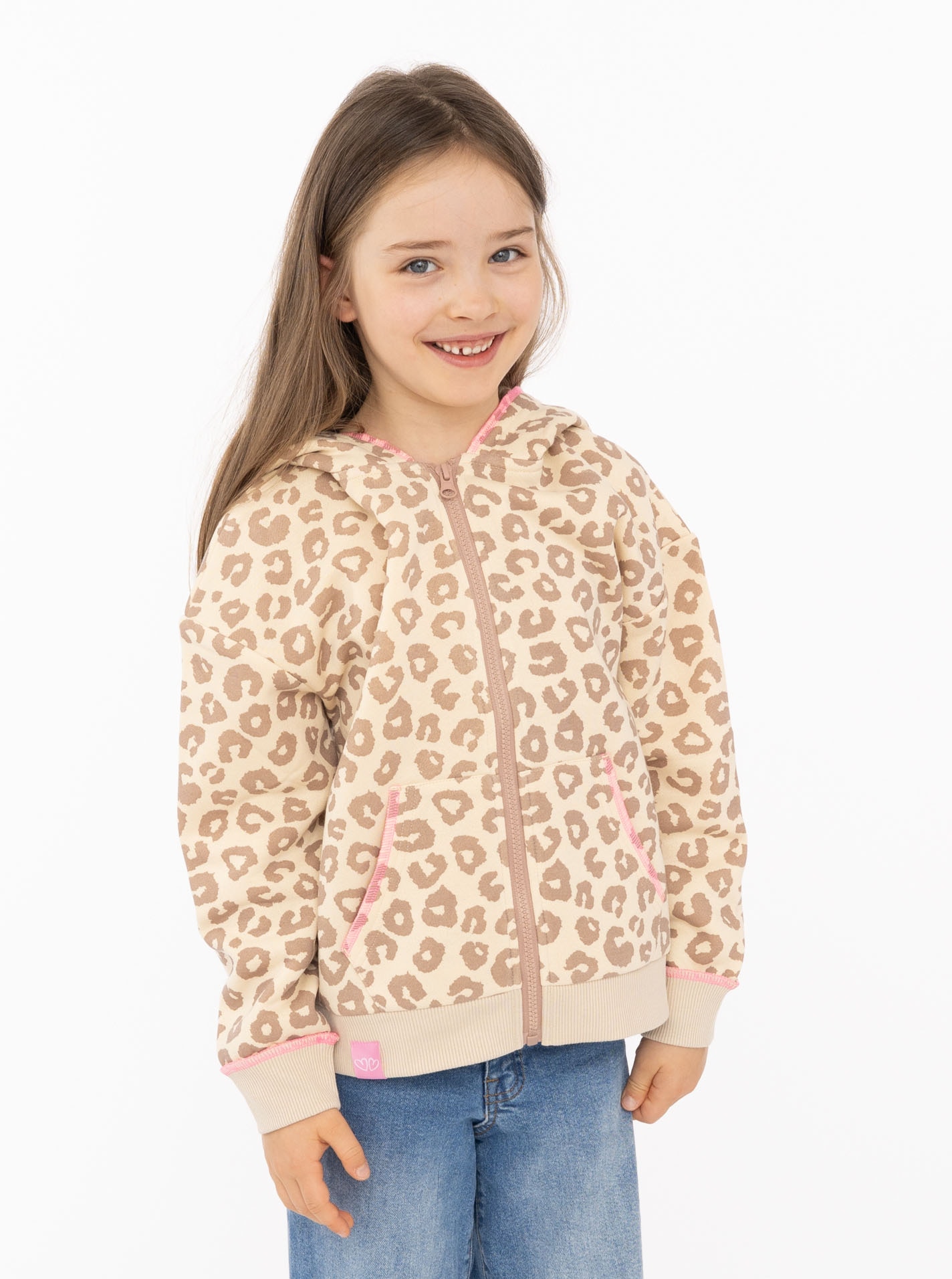 Zwillingsherz Kapuzensweatjacke »"Soft Leo"« Mini-Me, mit Leo Muster, Zipper und Taschen
