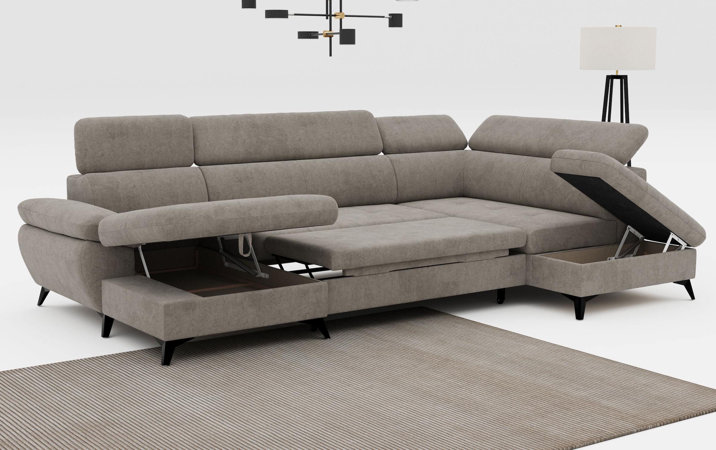 COTTA Wohnlandschaft »Hudson U-Form«, mit Kopfteilverstellung, wahlweise mit Bettfunktion & Bettkasten