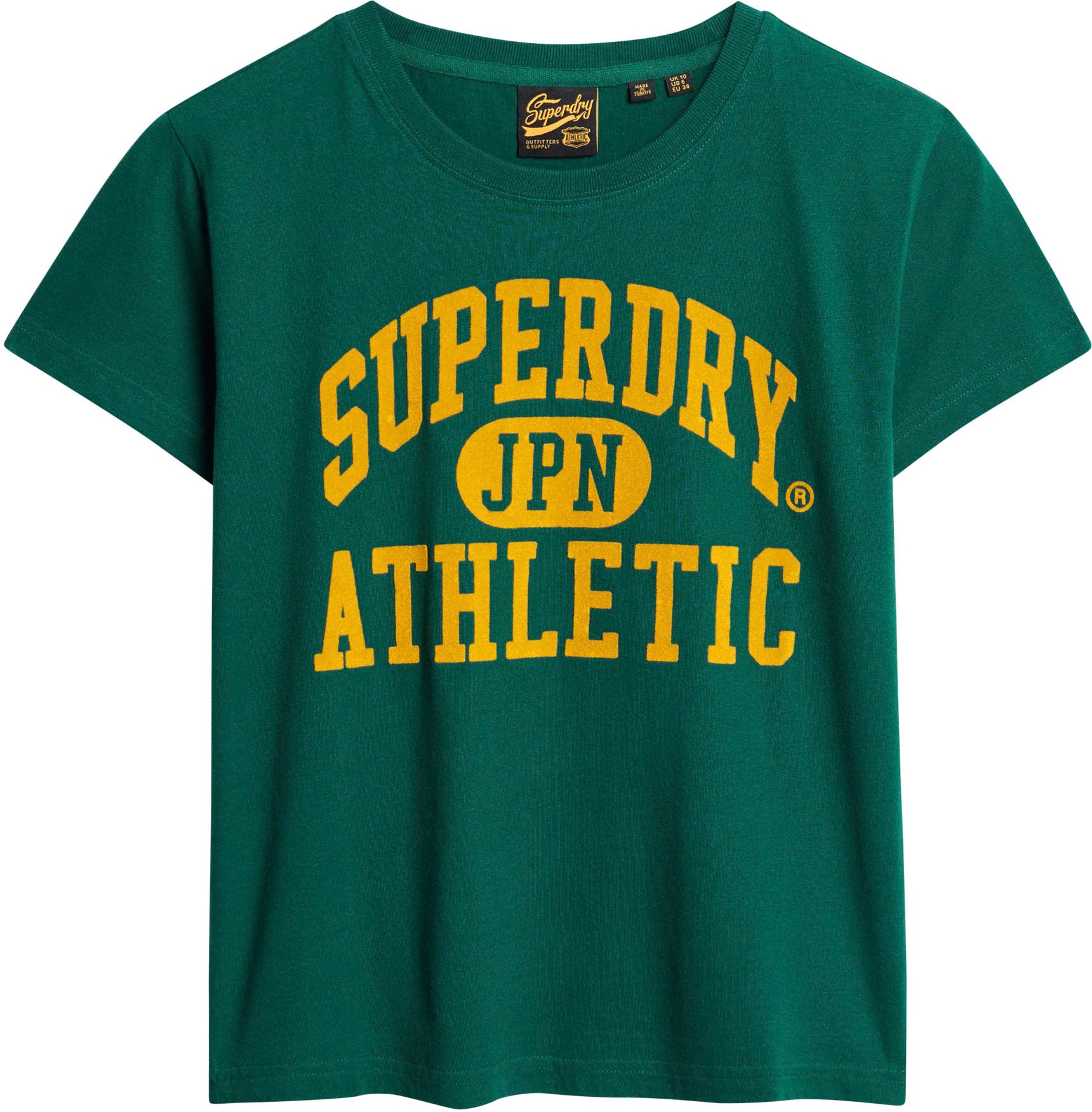 Superdry Print-Shirt »stylisches T-Shirt VARSITY FLOCKED FITTED TEE mit bedrucktem Design«, normale Passform aus pflegeleichter Baumwolle