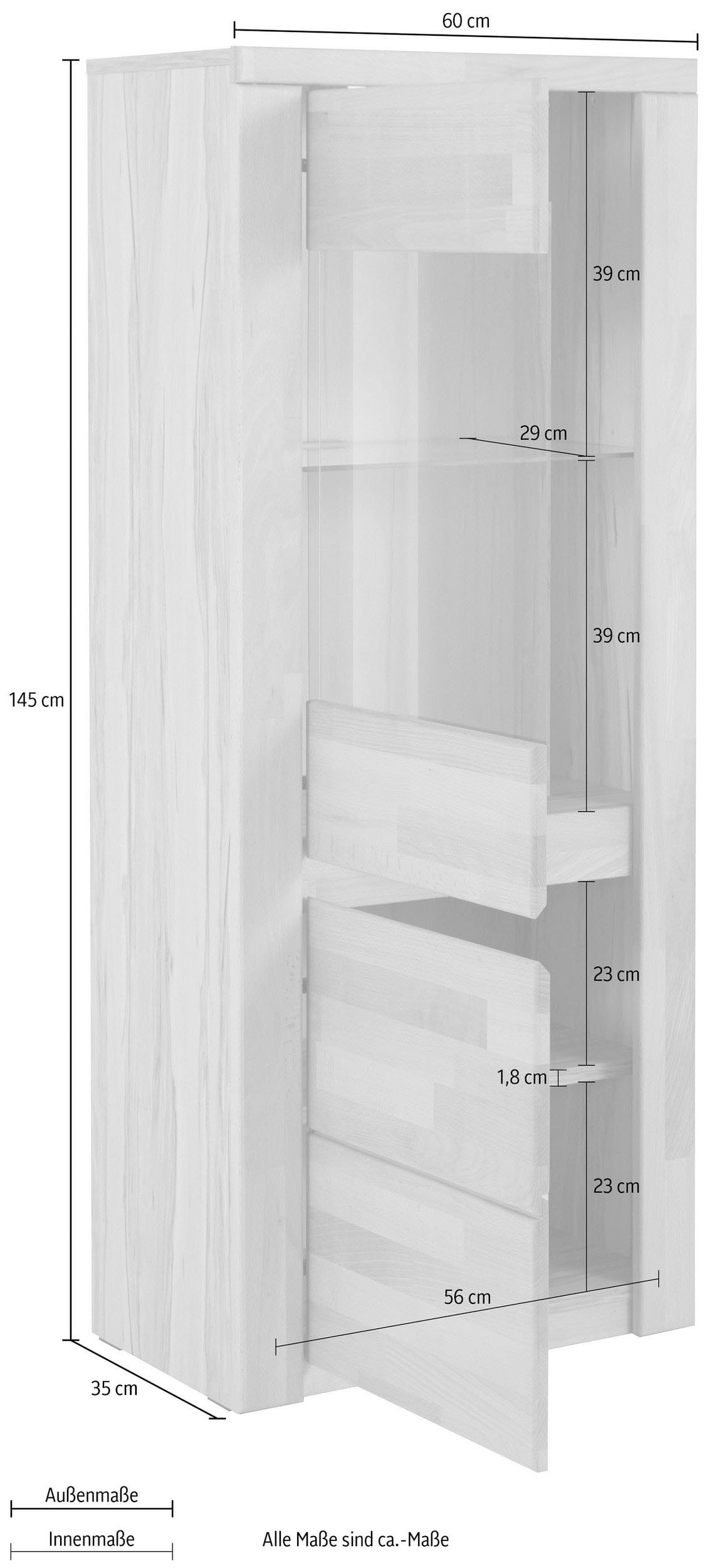 Home affaire Vitrine »Burani«, grifflose Optik