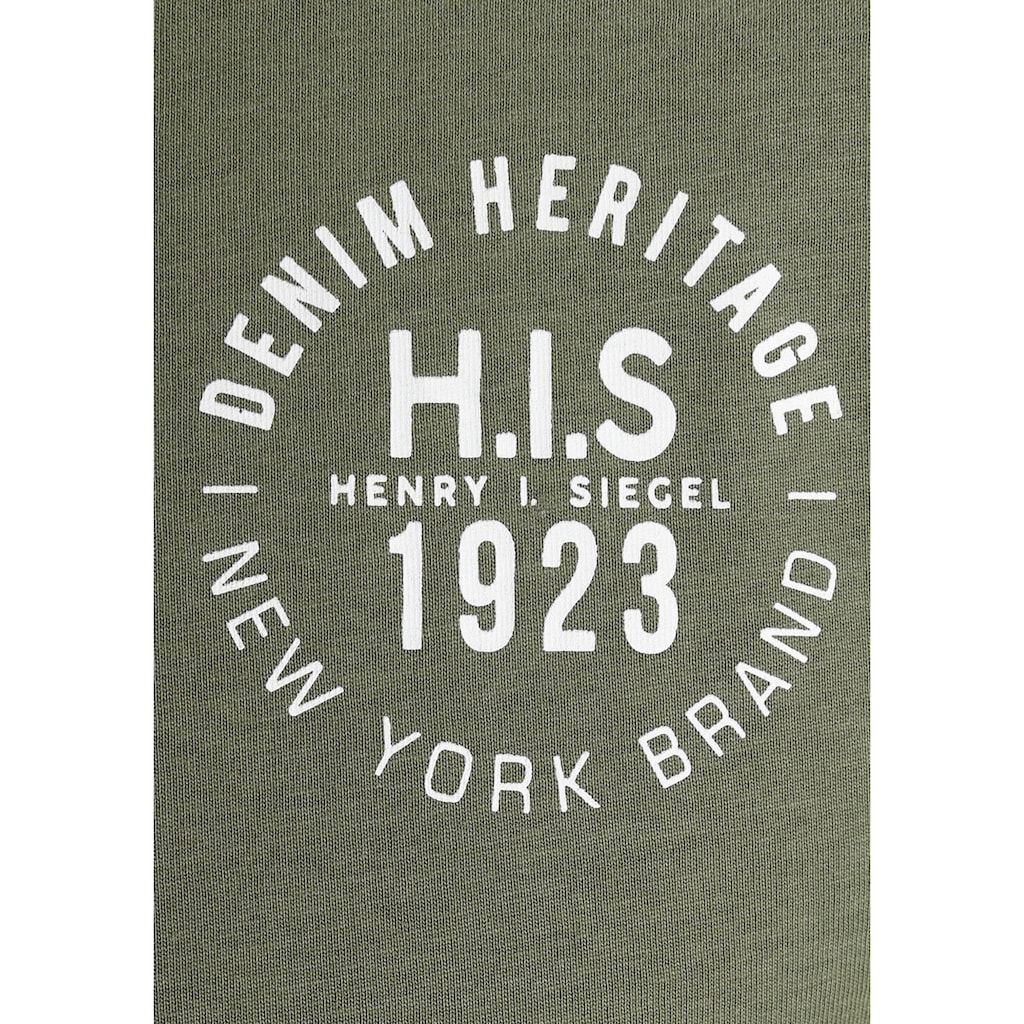 H.I.S Langarmshirt, (Packung, 2 tlg., 2er-Pack), mit Brustprint