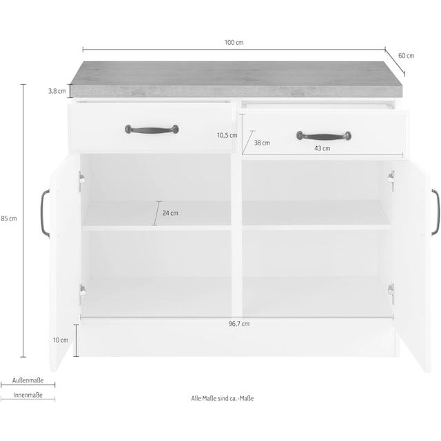 ❤ wiho Küchen Unterschrank »Erla«, 100 cm breit mit Kassettenfront  bestellen im Jelmoli-Online Shop