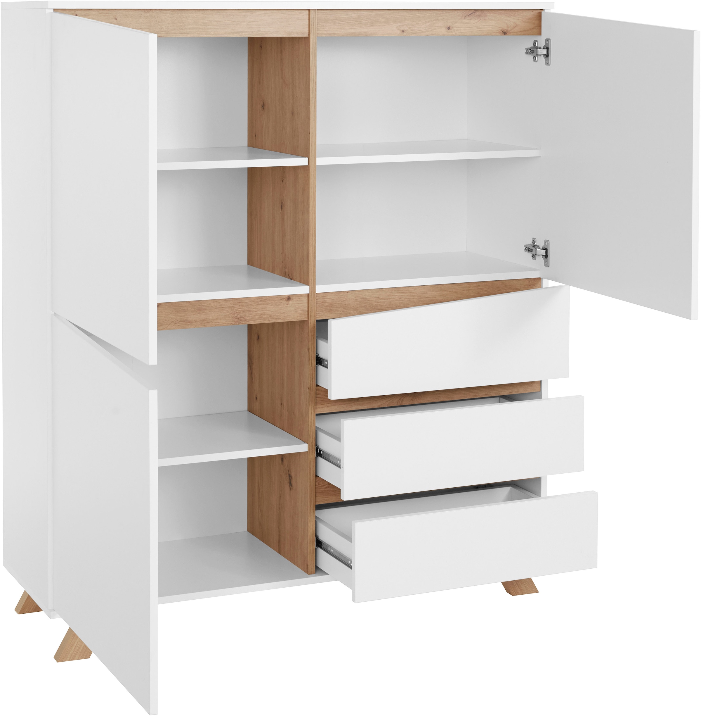 Homexperts Highboard »Vicky«, Breite 120 cm, Höhe 142 cm, in matt weiss