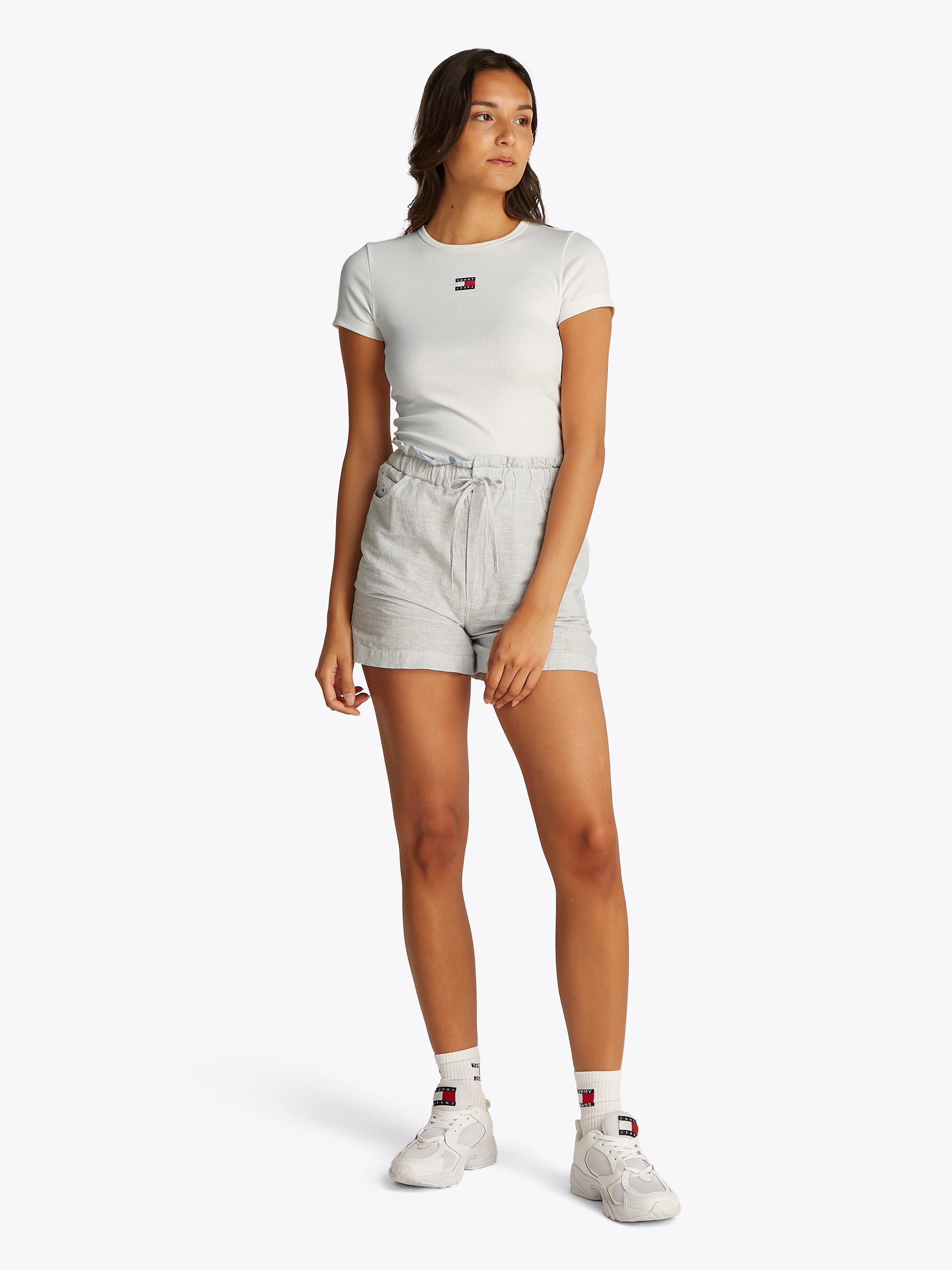 Tommy Jeans T-Shirt »TJW SLIM BADGE RIB TEE«, in Rippoptik