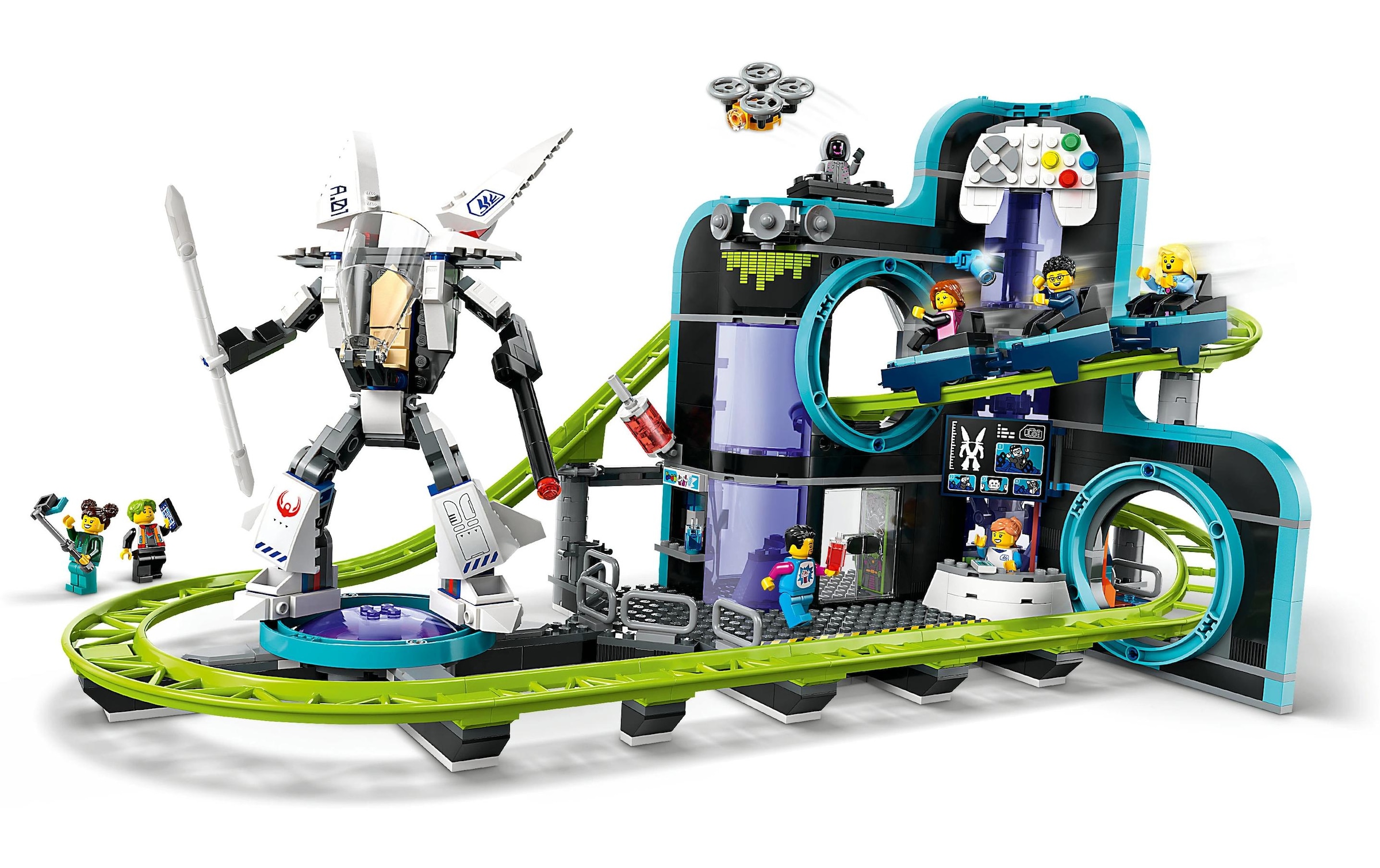 LEGO® Spielbausteine »City Achterbahn mit Roboter-Mech 60421«, (986 St.)
