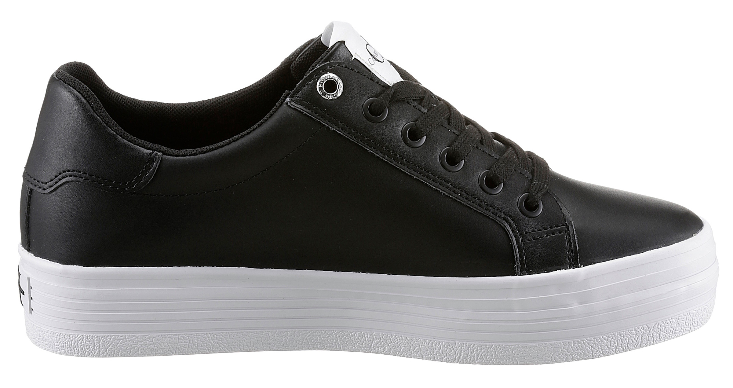 Calvin Klein Jeans Plateausneaker »VULC FLATFORM LACEUP LOW LTH«, weicher Schaftrandpolsterung, Freizeitschuh, Halbschuh, Schnürschuh