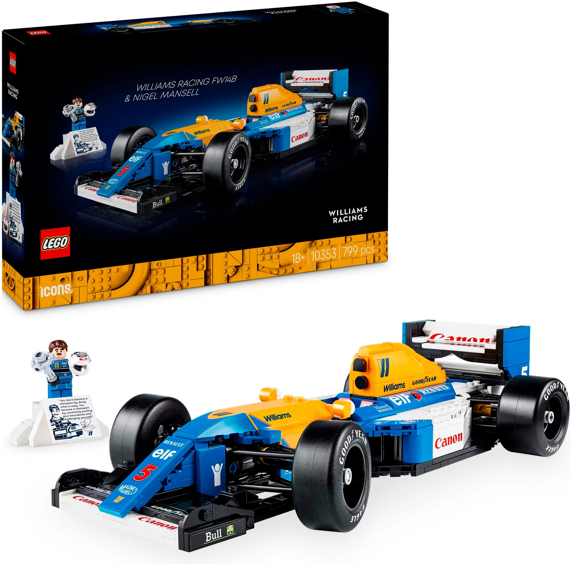 LEGO Konstruktionsspielsteine "Williams Racing FW14B mit Nigel Mansell (10353), LEGO Icons" Made in Europe