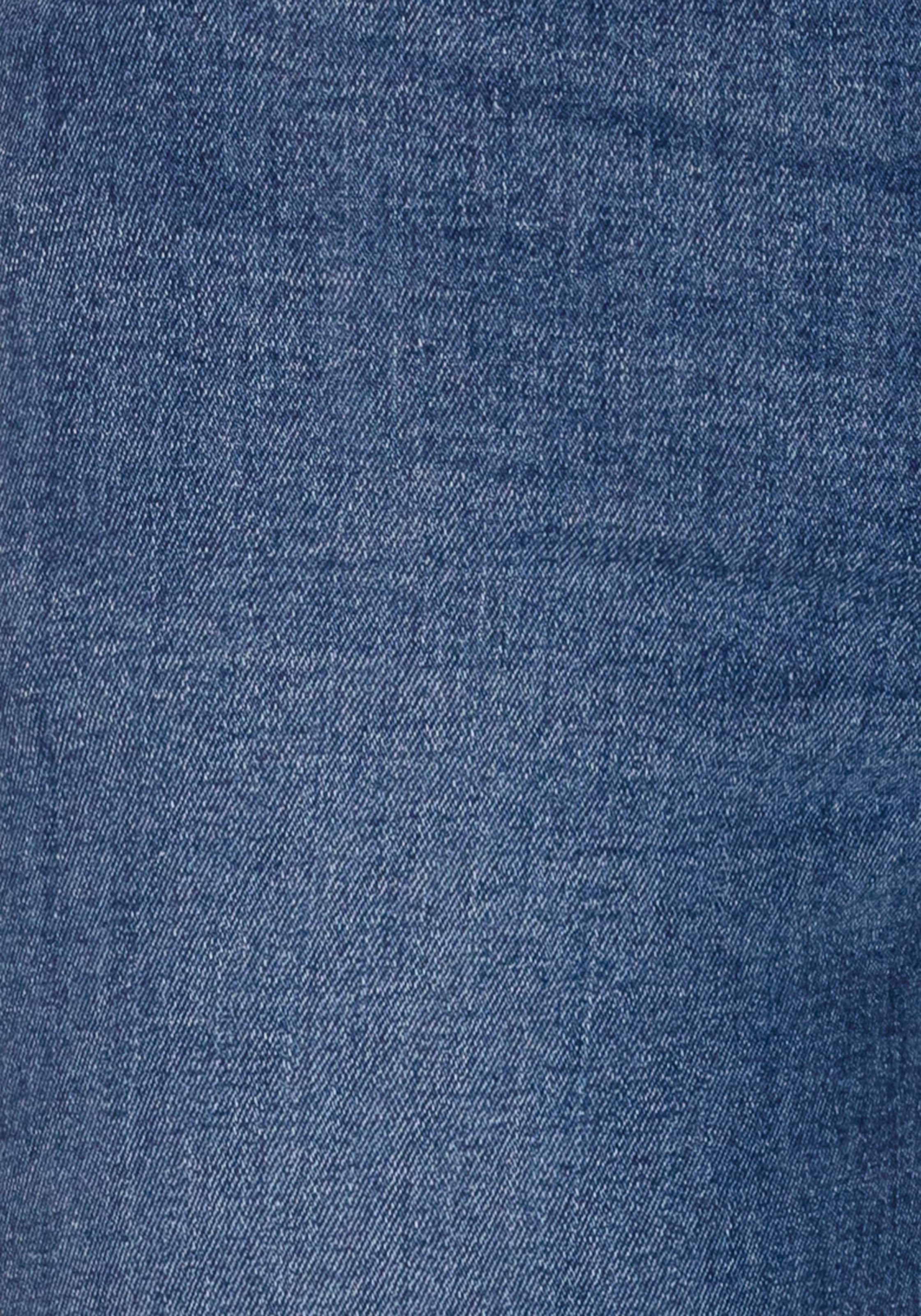 Arizona Gerade Jeans, weite Beinform, Used-Look-Waschung, hohe Taille