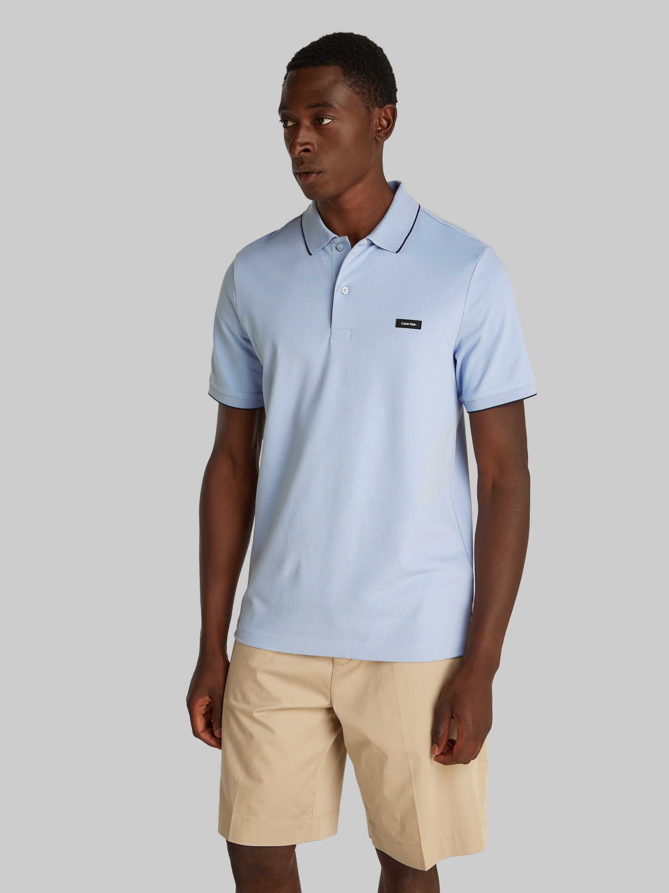 Calvin Klein Poloshirt »STRETCH PIQUE TIPPING POLO« mit Streifendetail am Kragen