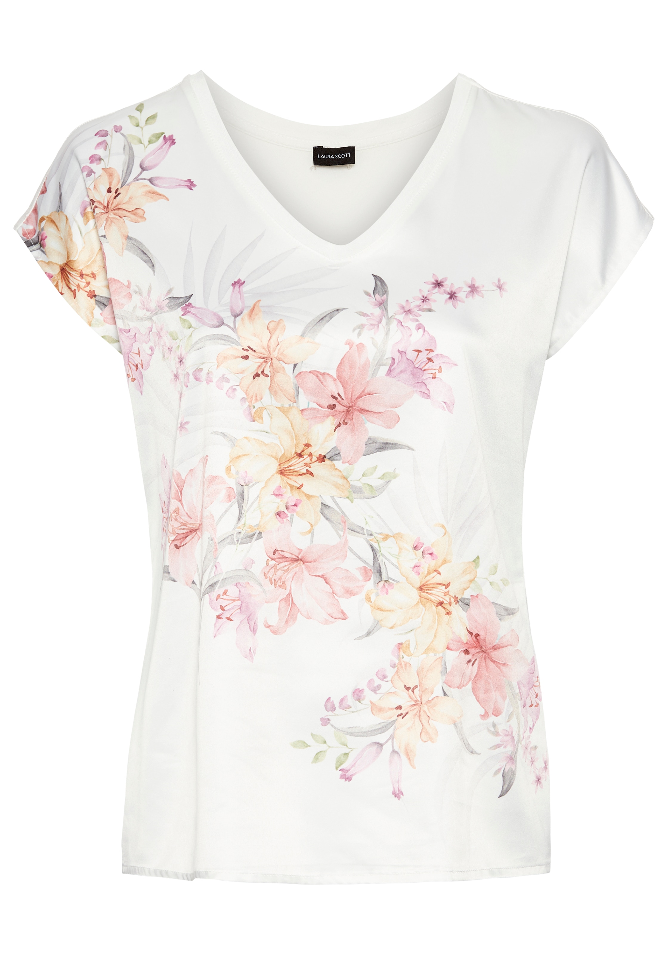 Laura Scott Shirtbluse, mit edel-dezentem Blumendruck auf Satin