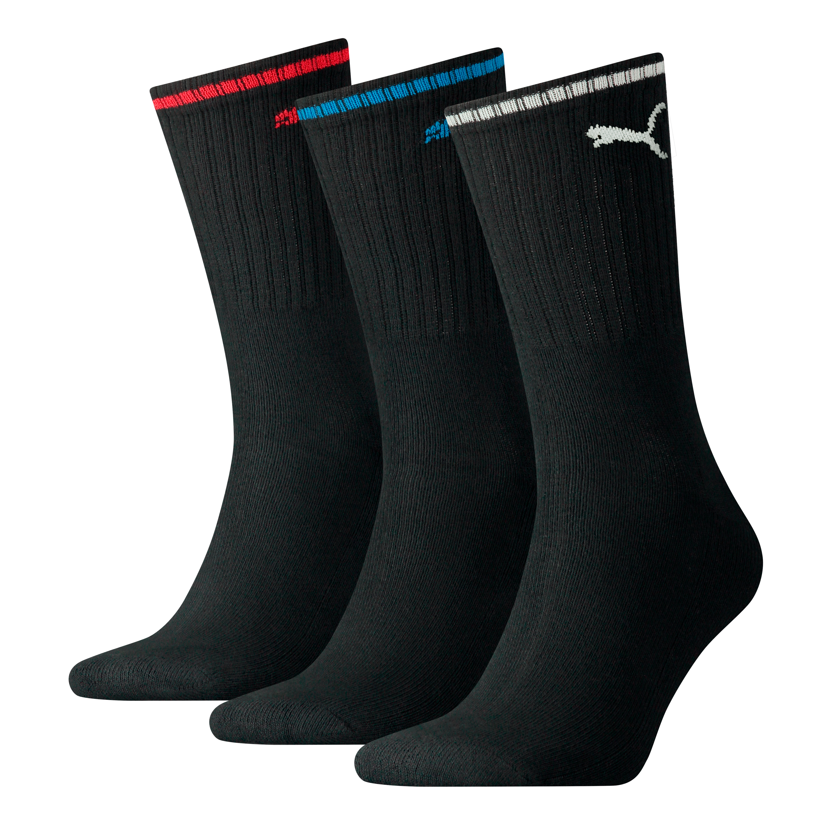 PUMA Socken "PUMA UNISEX STRIPED CREW SOCK 3P" 3 Paar, 3 Paar tlg. Komfort-Bund, Frottee-Polsterung, flache Zehennaht