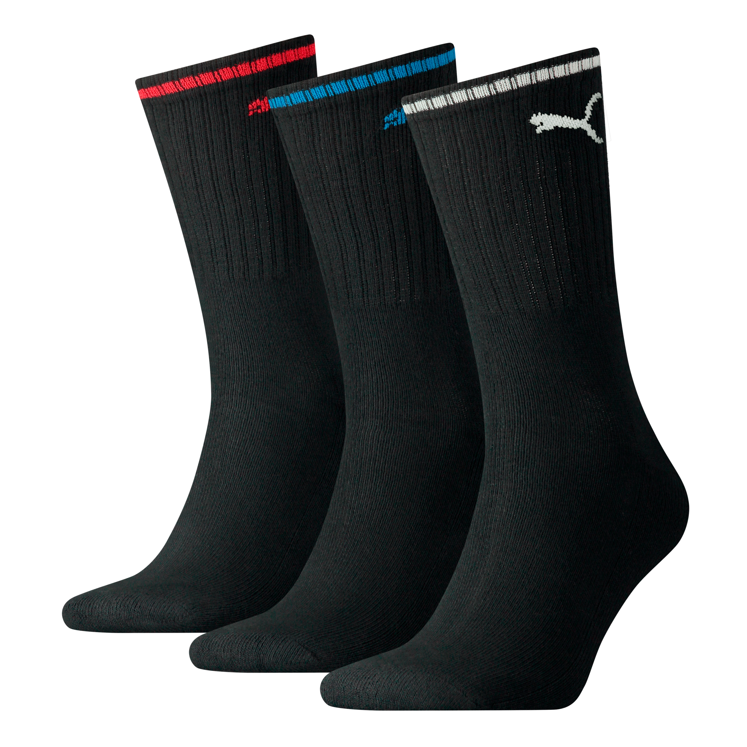 PUMA Sportsocken "PUMA UNISEX STRIPED CREW SOCK" 3 Paar tlg. Komfort-Bund, Frottee-Polsterung, flache Zehennaht