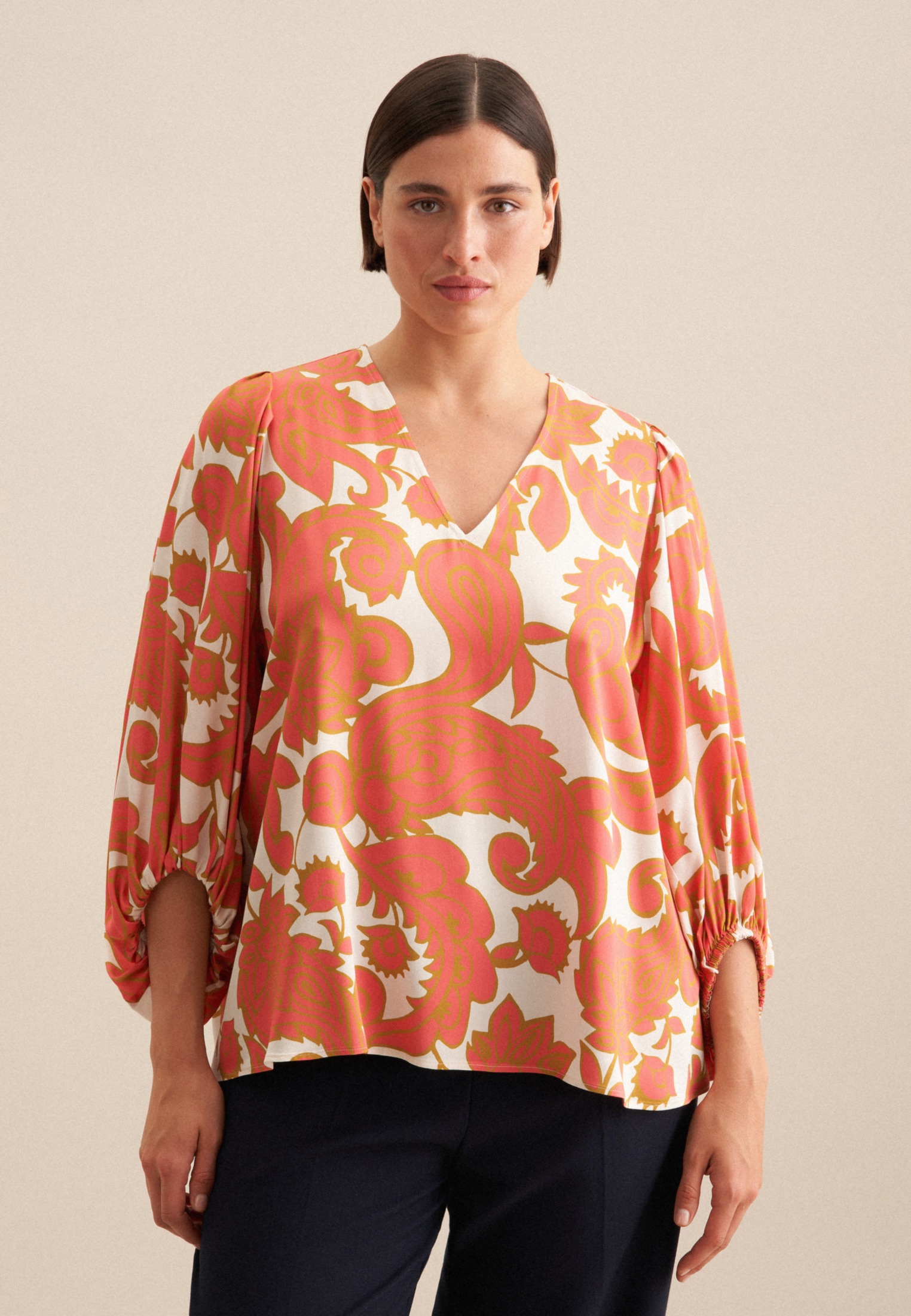 seidensticker Shirtbluse »Schwarze Rose« 3/4 V-Neck Paisley