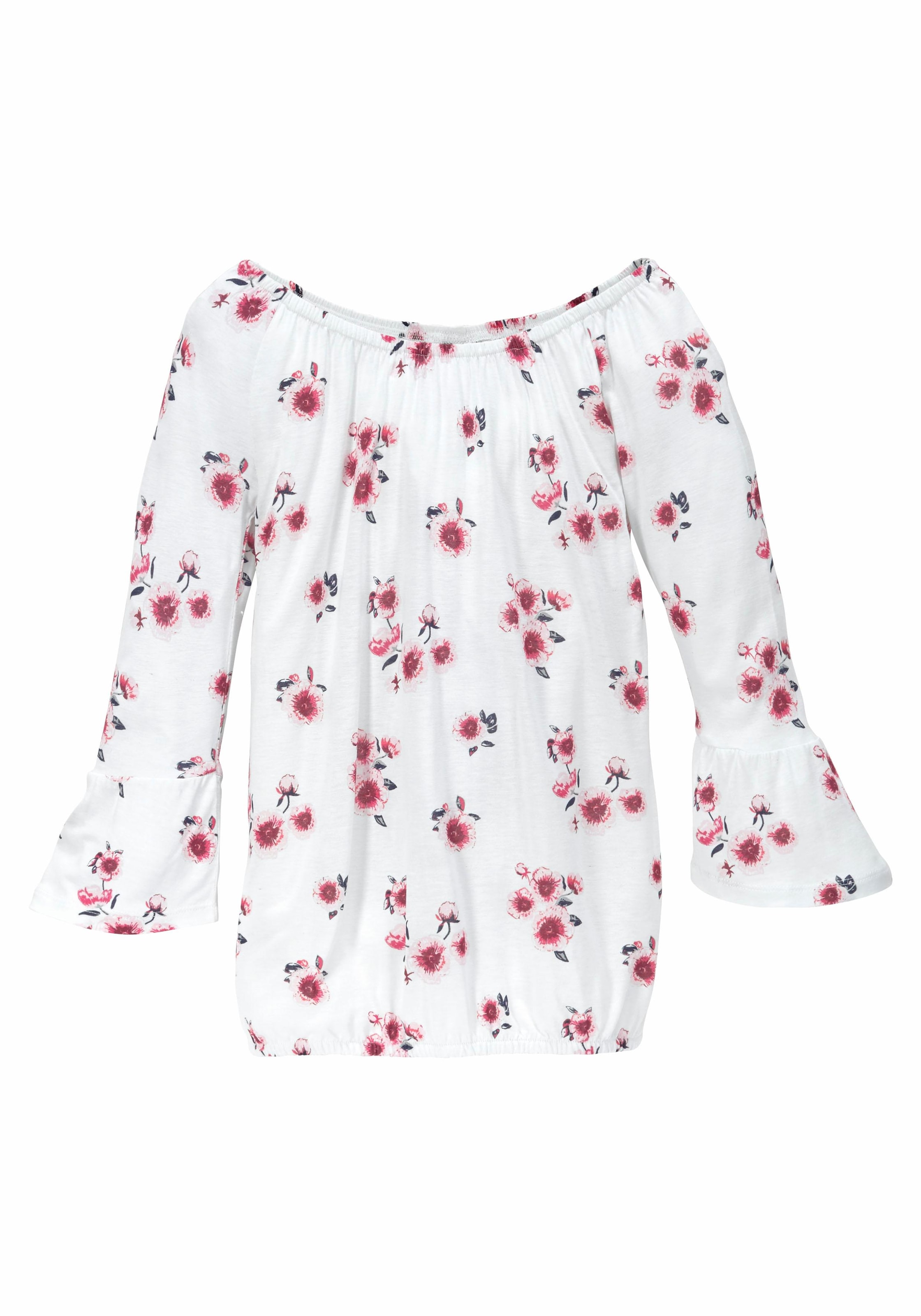 ordern ✵ mit Trompetenärmel Blumendruck | online KIDSWORLD Carmenshirt, Jelmoli-Versand und