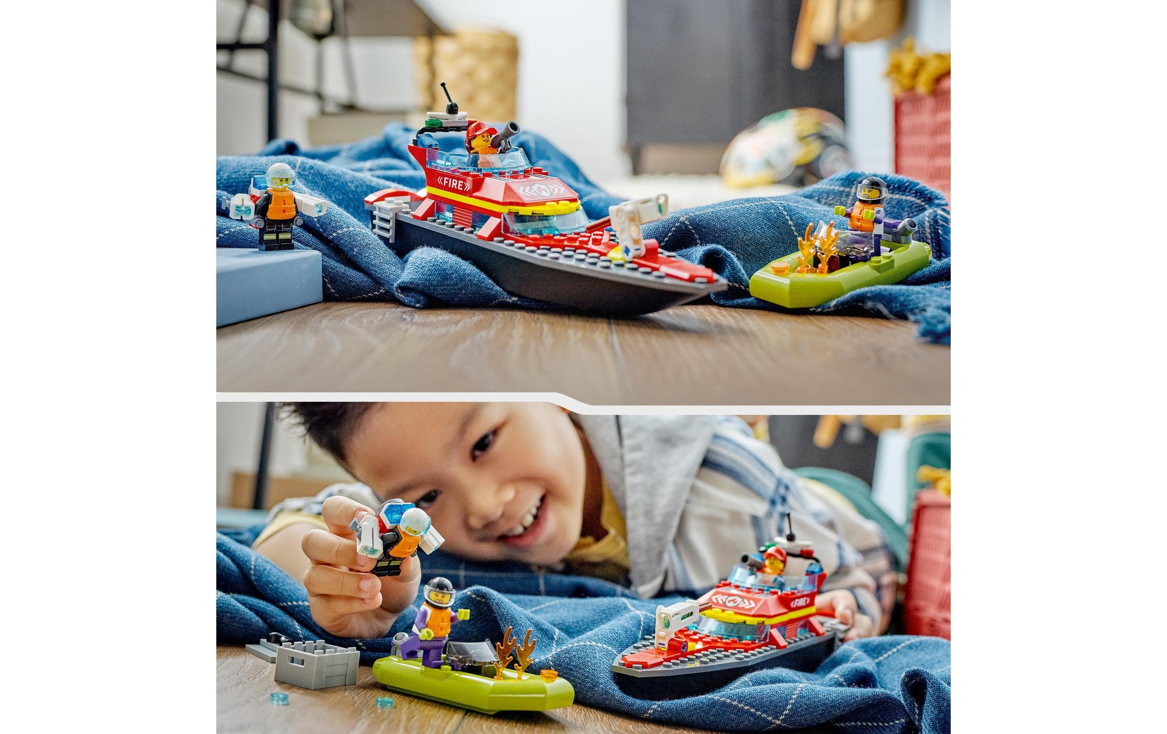 LEGO® Konstruktionsspielsteine »Feuerwehrboot«, (144 St.)