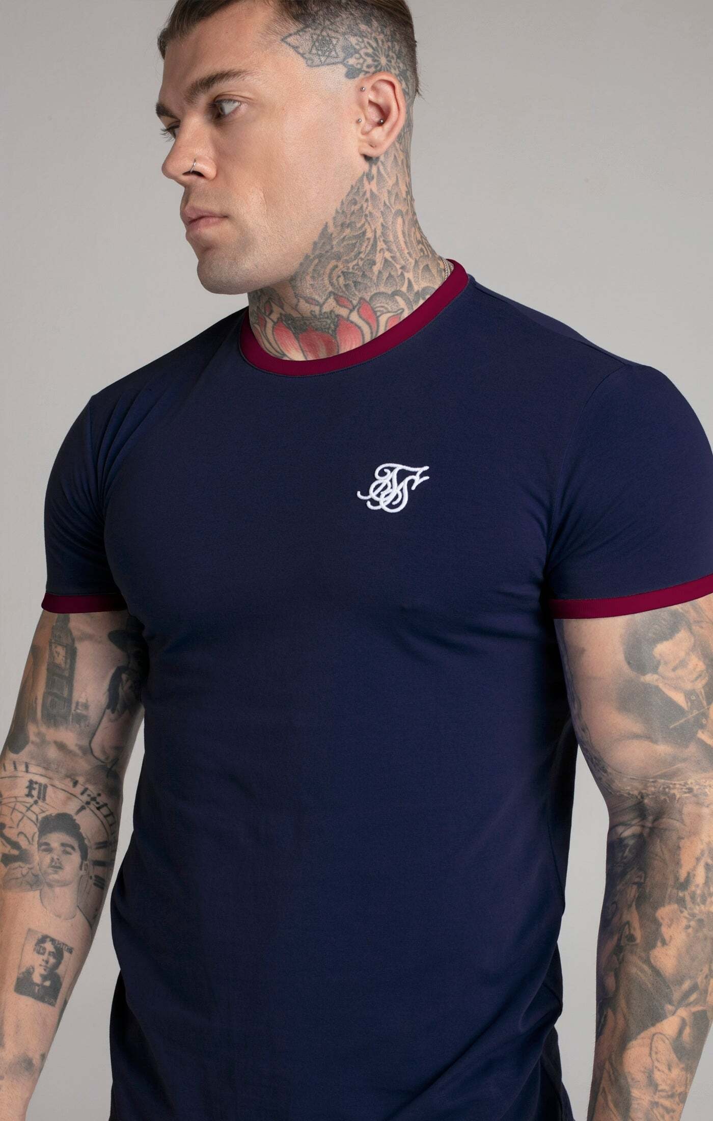 Siksilk T-Shirt »T-Shirts Navy Short Sleeve Ringer T-Shirt«