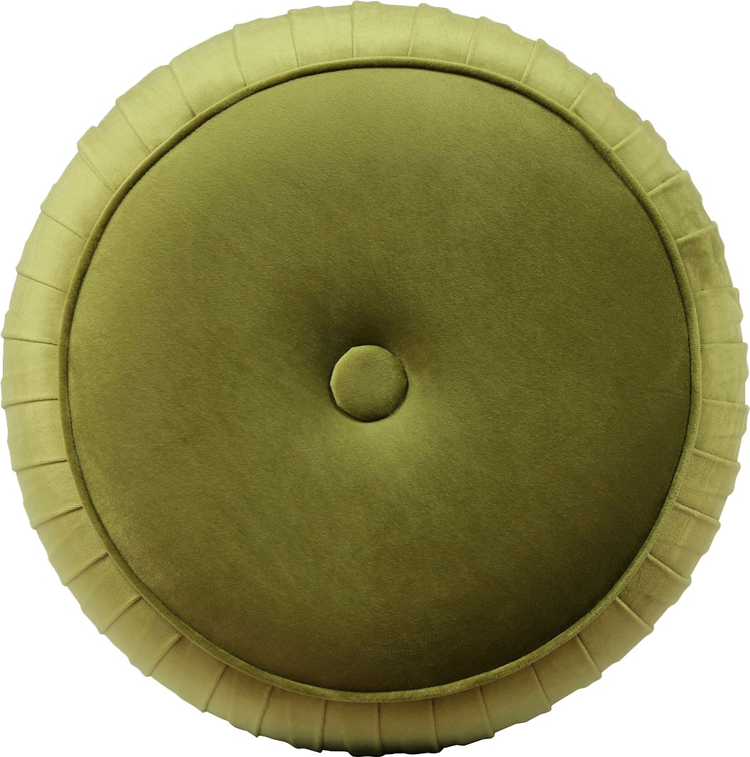 Kayoom Polsterhocker »Hocker Lyla 125, Edler Touch durch goldfarbenenen Sockel, Samtbezug«, (1 St.), samtweich, gesteppte Ziernaht, Edelstahlsockel, Hochwertiger Samtbezug