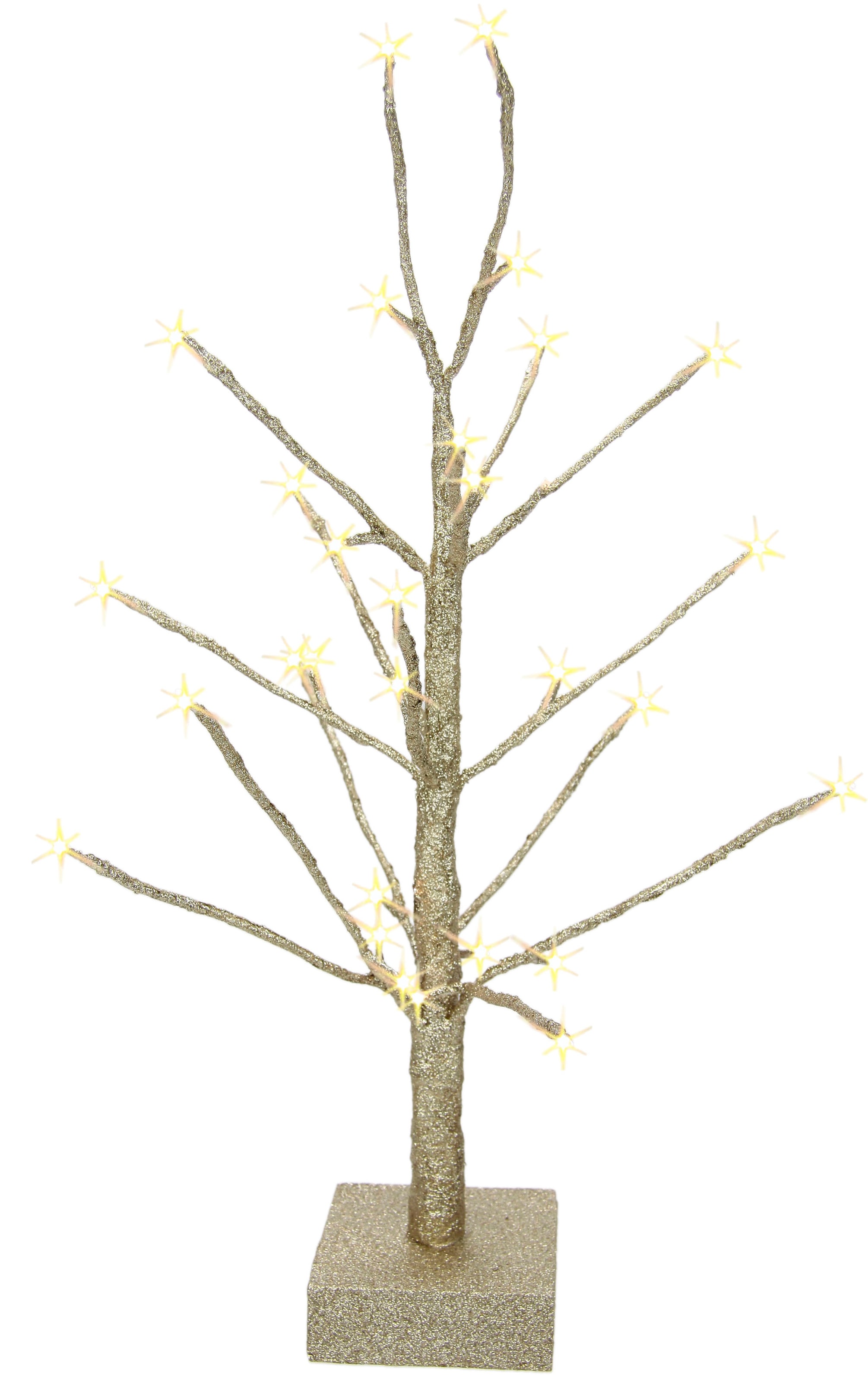 I.GE.A. Dekobaum »Künstlicher Weihnachtsbaum, Weihnachtsdeko, Kunstbaum«, mit Glitzer und LED Beleuchtung, champagnerfarben, Höhe 65 cm