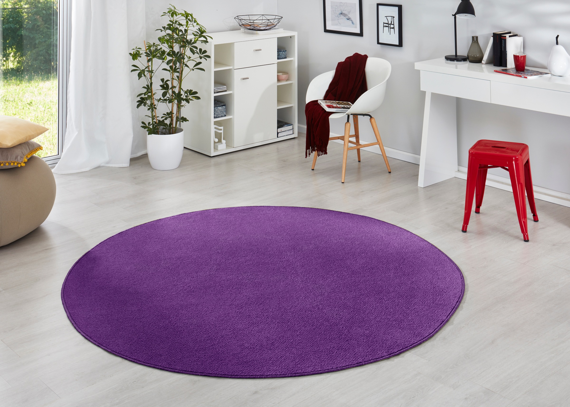 HANSE Home Teppich »Fancy«, rund, 7 mm Höhe, Kurzflor, Weich, Einfarbig, Wohnzimmer, Schlafzimmer, Esszimmer