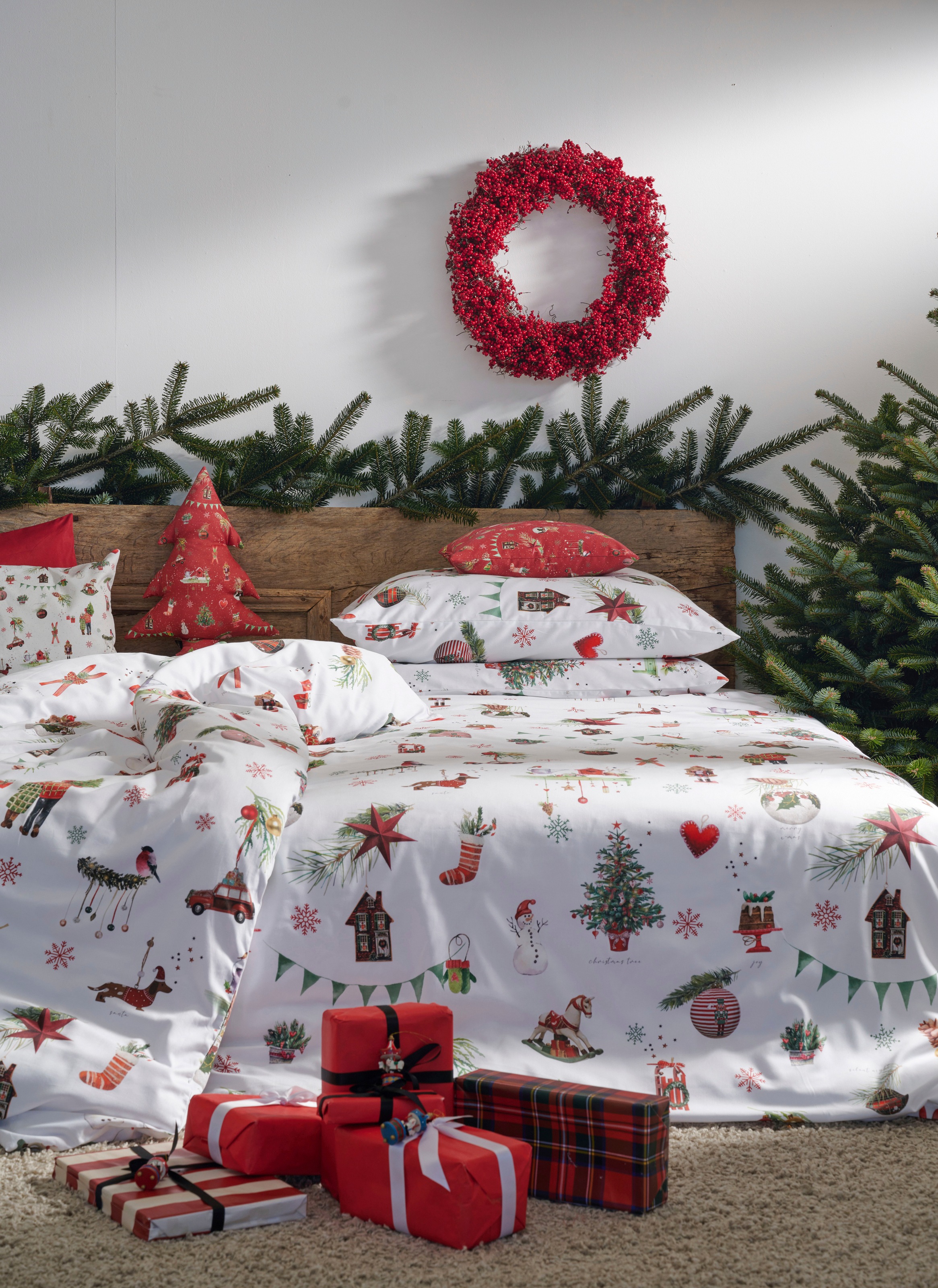APELT Bettwäsche "Finn" 2 Stk. mit Weihnachtsmotiven