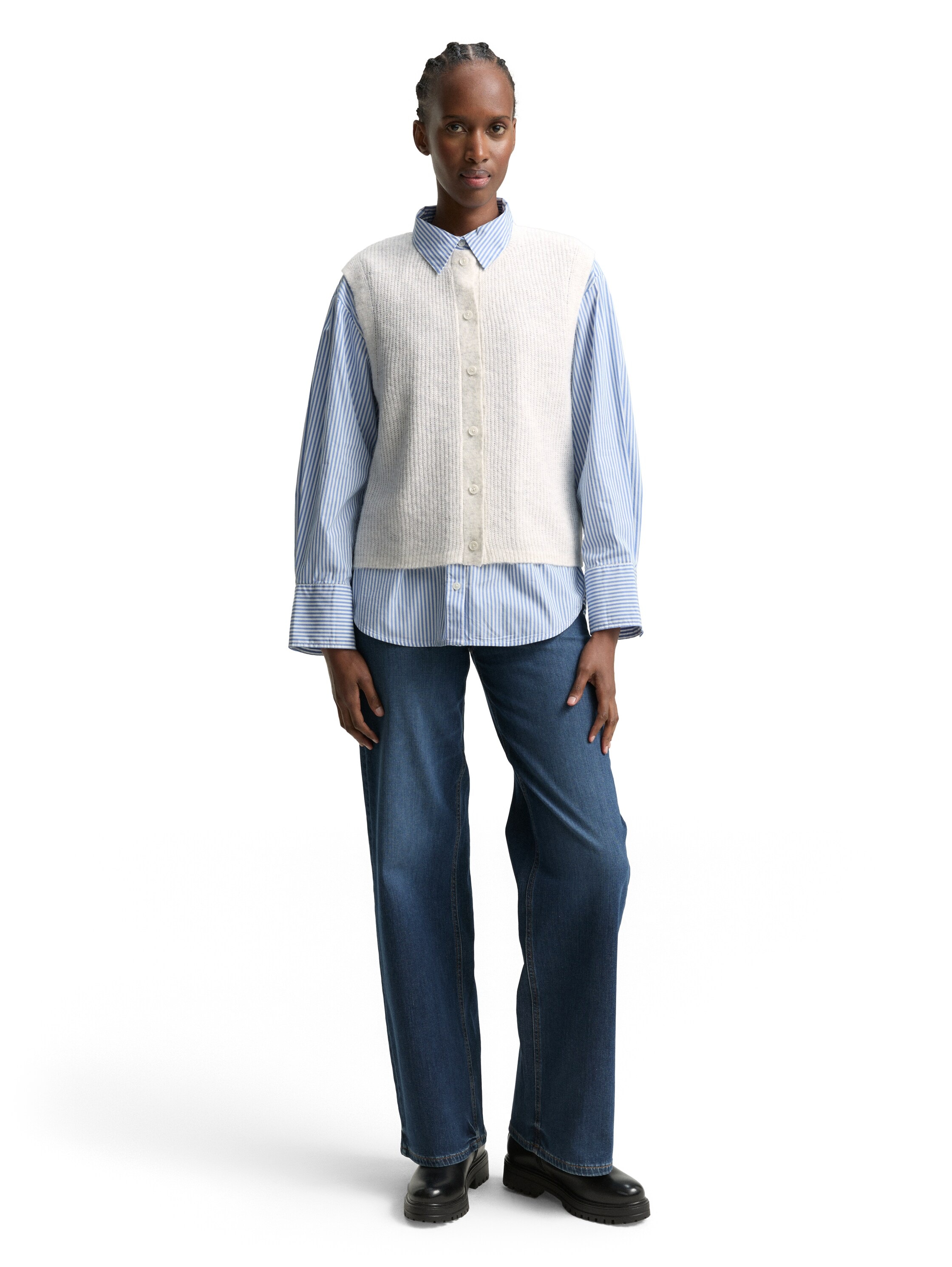 TOM TAILOR Denim Strickjacke, mit Knopfleiste