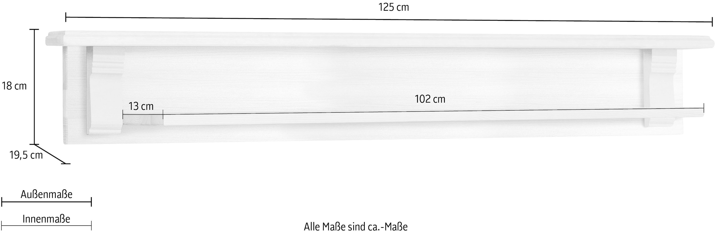 Home affaire Wandregal »Anna«, Breite 125 cm online bestellen |  Jelmoli-Versand | Vitrinen