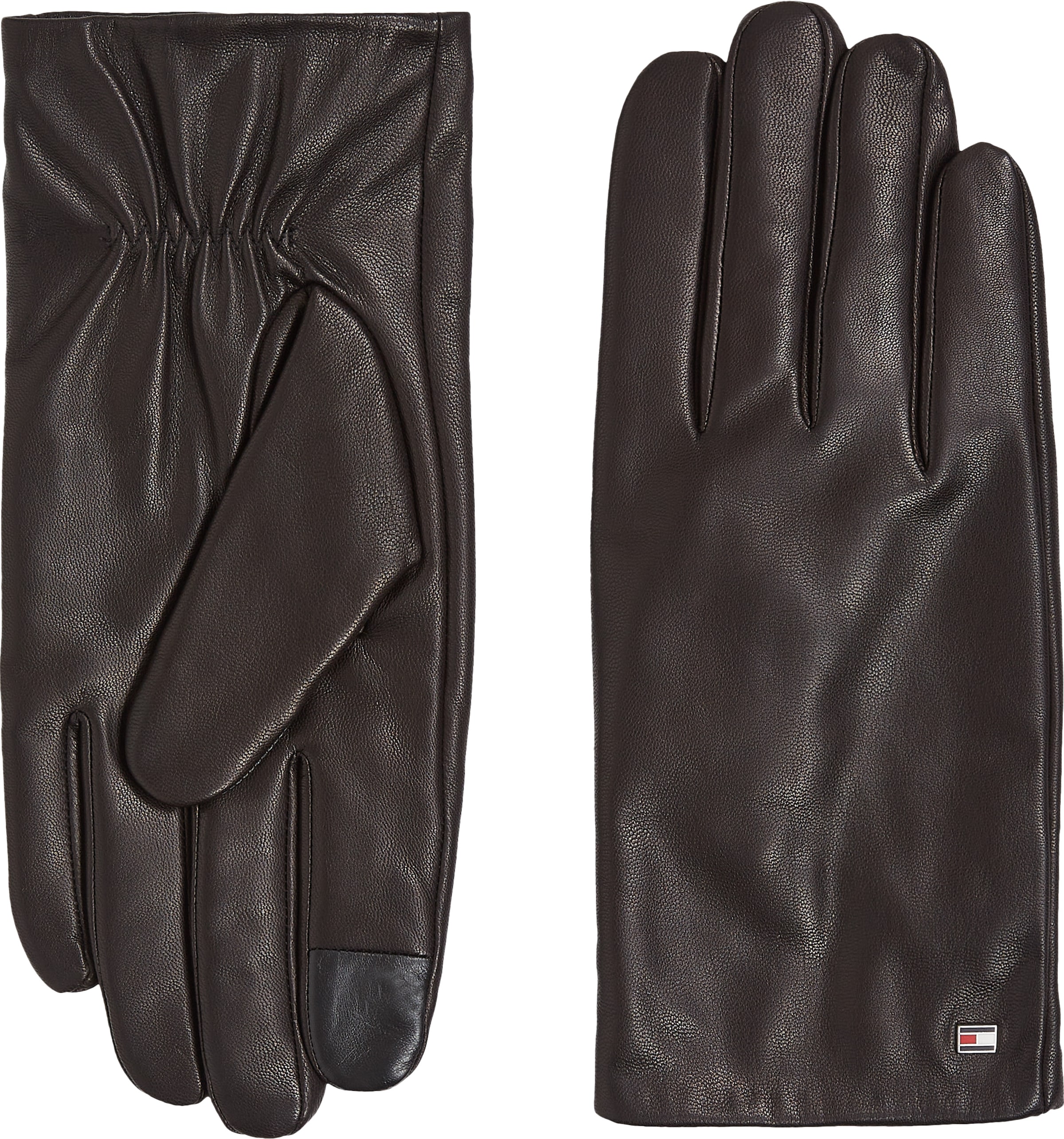 Tommy Hilfiger Lederhandschuhe »ESSENTIAL FLAG LEATHER GLOVES«, mit Tommy Hilfiger Flagge