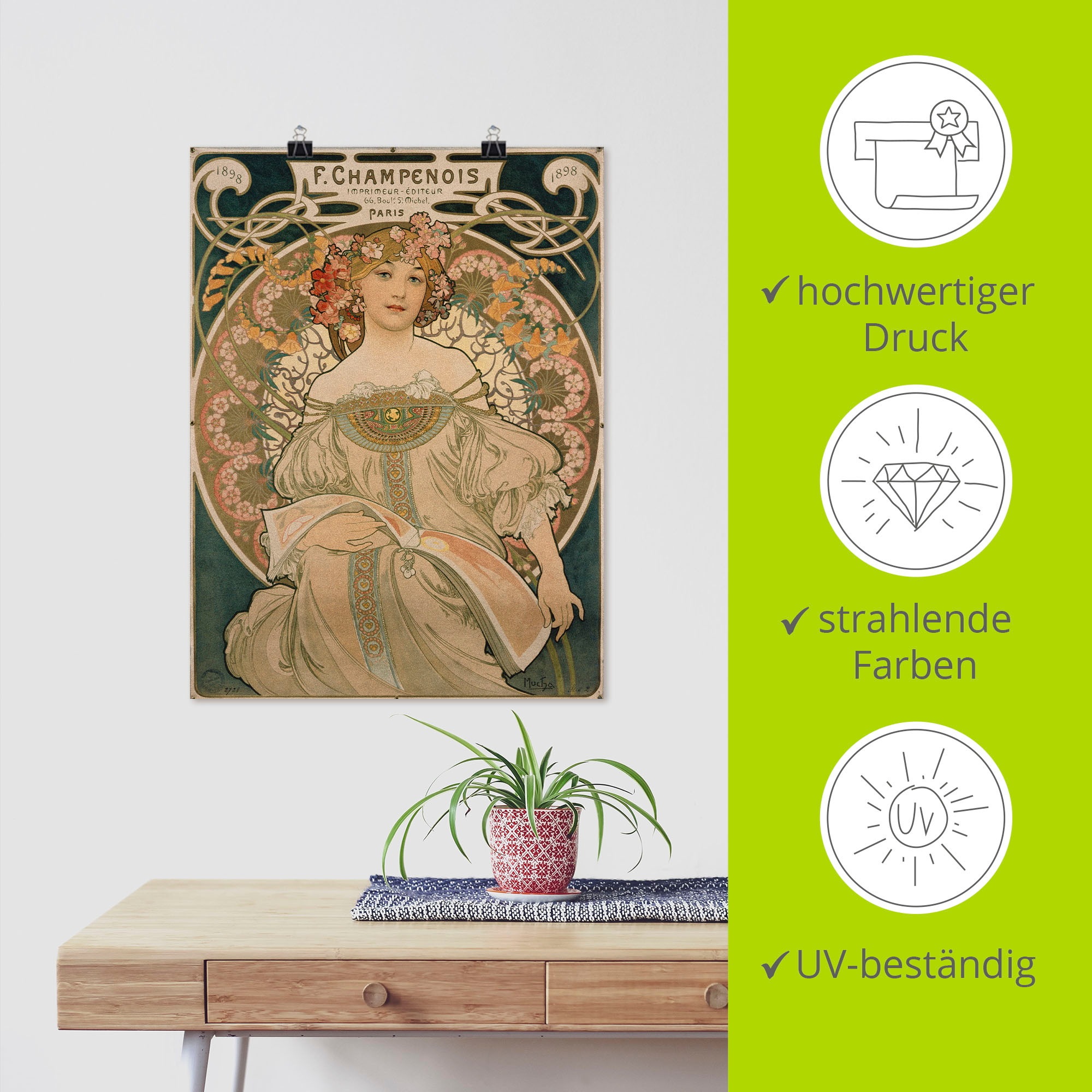 Artland Kunstdruck »Plakat für F. Champenois. 1897«, Ausstellungsplakate, (1 St.), als Alubild, Leinwandbild, Wandaufkleber oder Poster in versch. Grössen