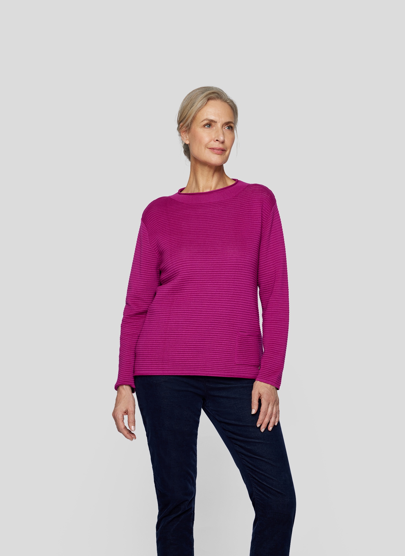 Rabe Strickpullover, mit Rippstruktur und aufgesetzter, seitlichen Tasche
