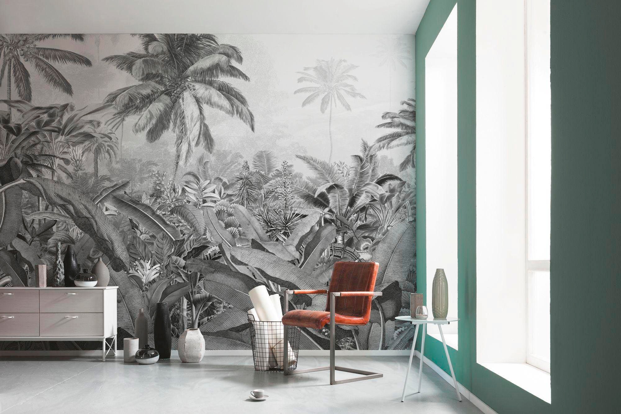 Komar Vliestapete »Digitaldruck Vlies - Amazonia Black & White - Grösse 400 x 250 cm«, bedruckt, Wohnzimmer, Schlafzimmer