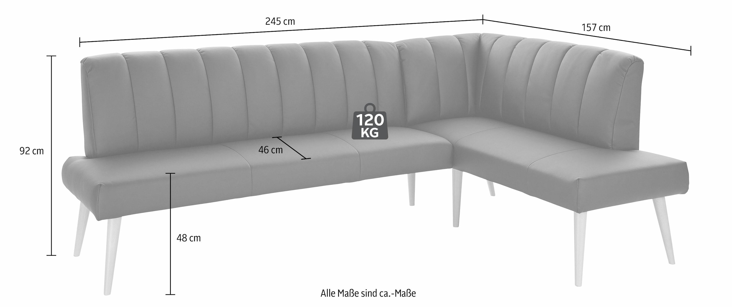 exxpo - sofa fashion Eckbank »Costa, moderne Rückensteppung, bequem und elegant, hoher Holzfuss«, hochwertig verarbeitet, Frei im Raum stellbar
