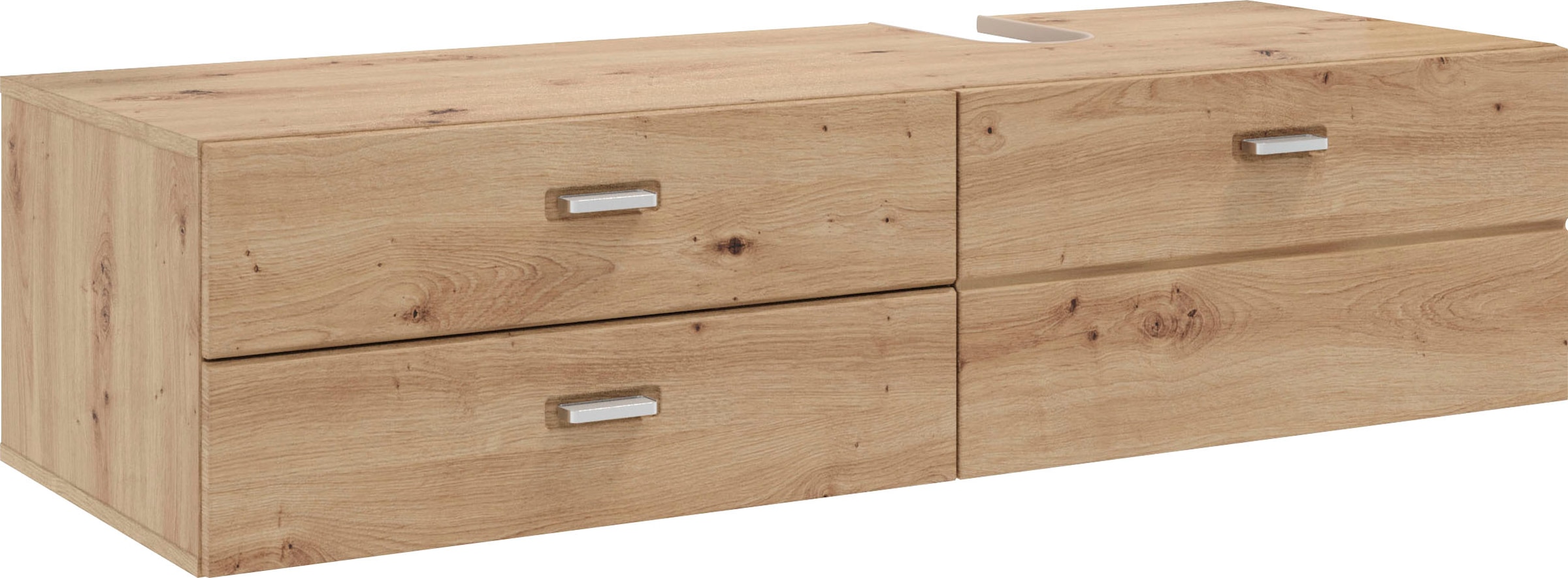 welltime Waschbeckenunterschrank »Guardo«, Hängender Waschtisch mit zwei Schubladen - Masse (B/T/H) 140/53/35 cm