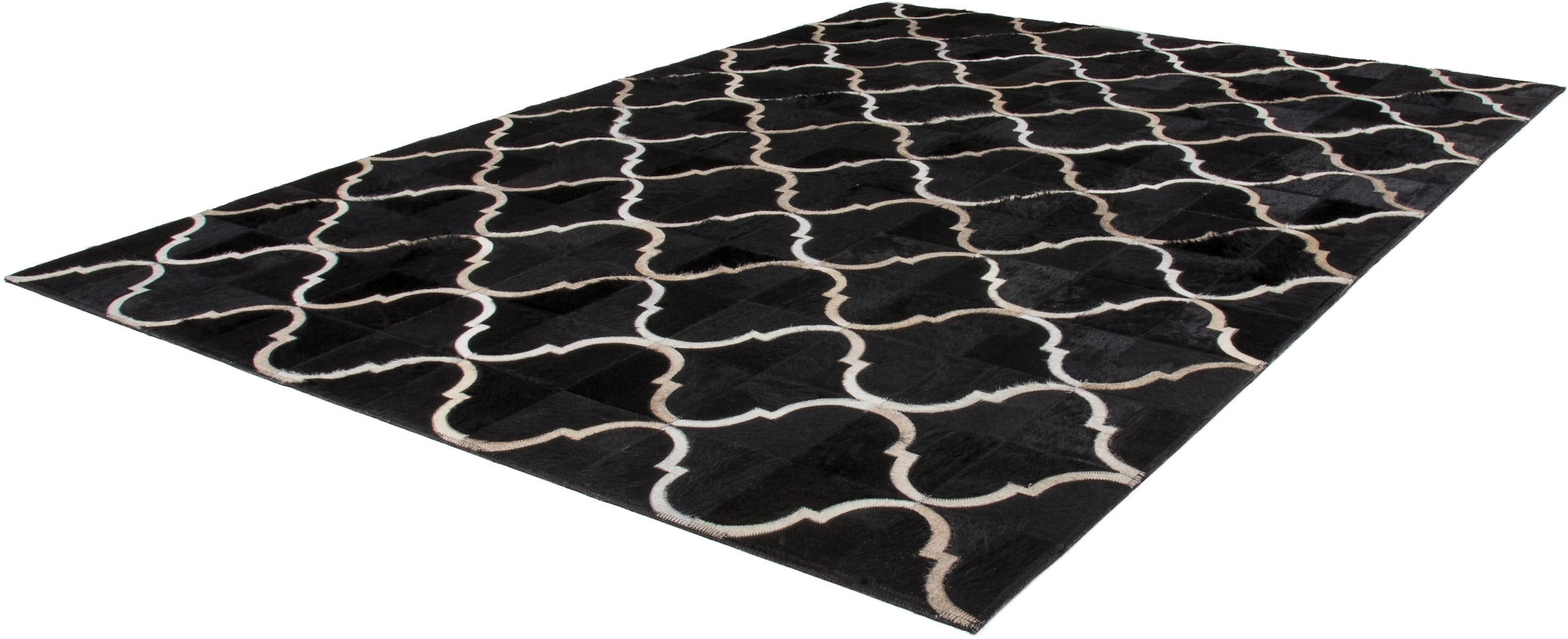 Kayoom Fellteppich »Lavish 310 Lederteppich«, rechteckig, 8 mm Höhe, Patchwork-echtes Leder-Fell, Wohnzimmer