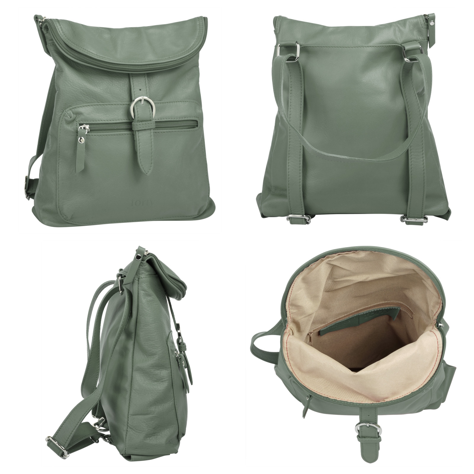 forty° Cityrucksack, echt Leder, Made in Italy